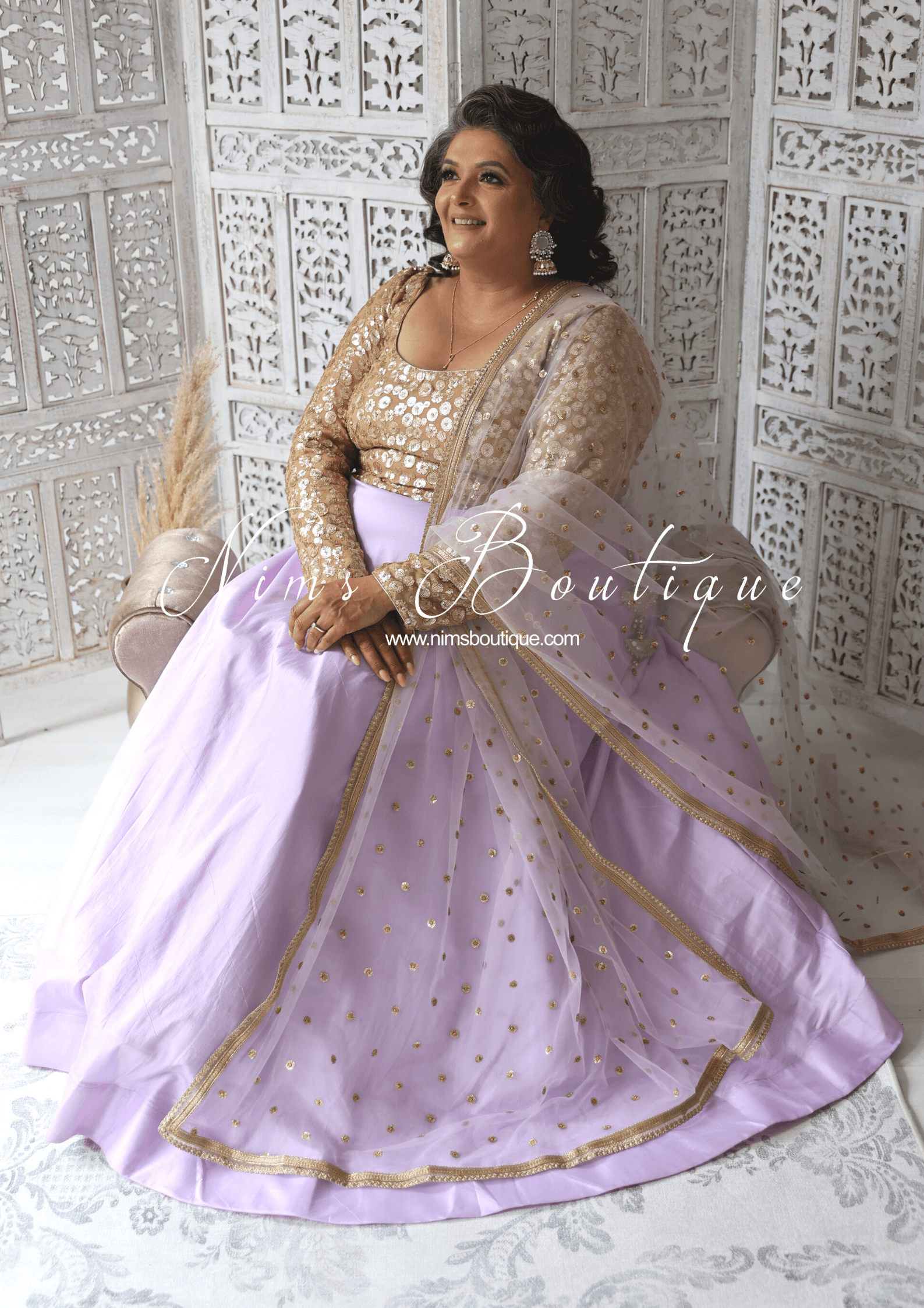 Luxury Light Lilac Net Sequin Dupatta/Chunni