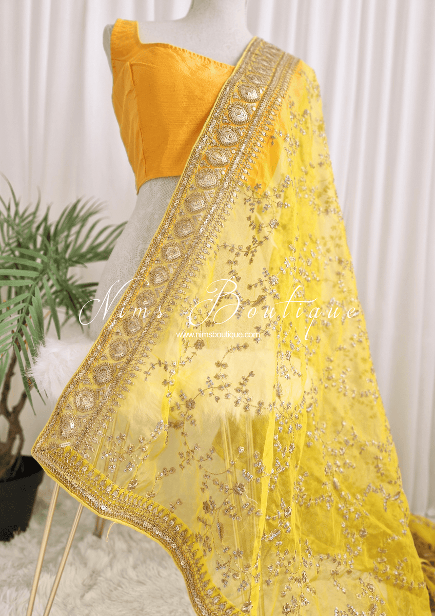 Yellow & Silver Organza Dupatta main image 1