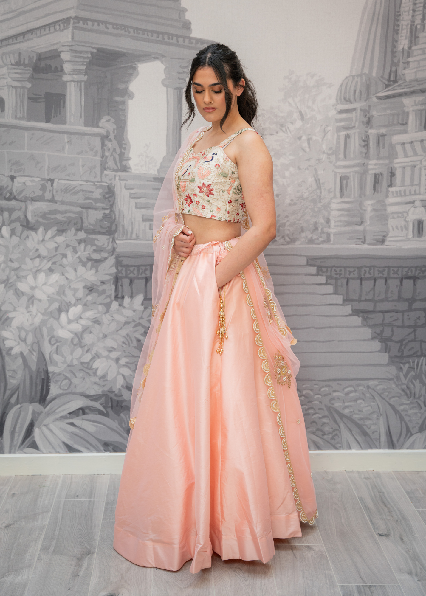 Readymade Peach Silk skirt/lehnga (sizes 4-20)