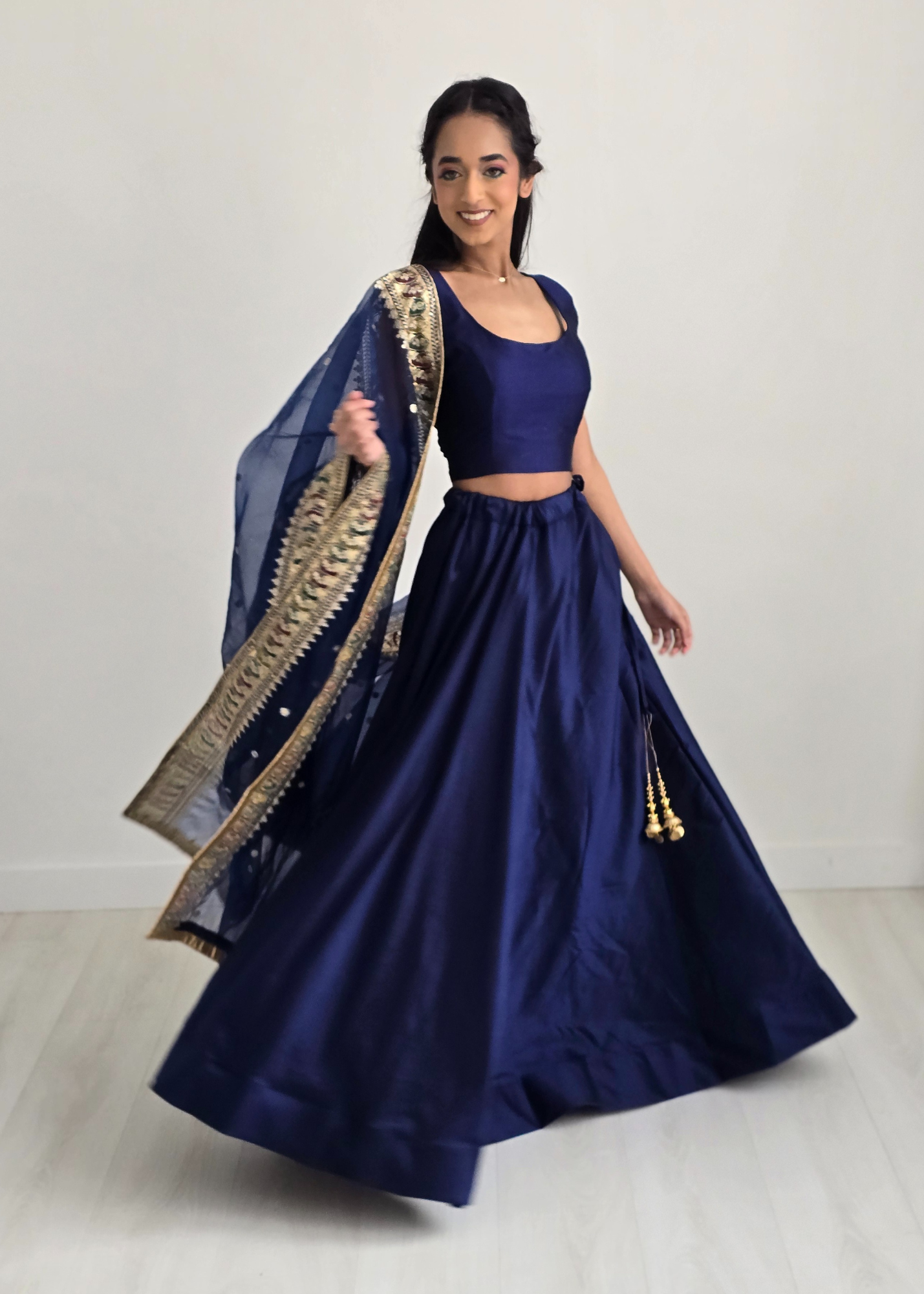 Readymade Navy Silk skirt/lehnga (sizes 4-22)