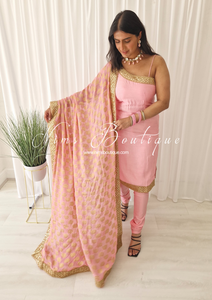 One Shoulder Silk Light Pink Pajami Suit (sizes 4-8)
