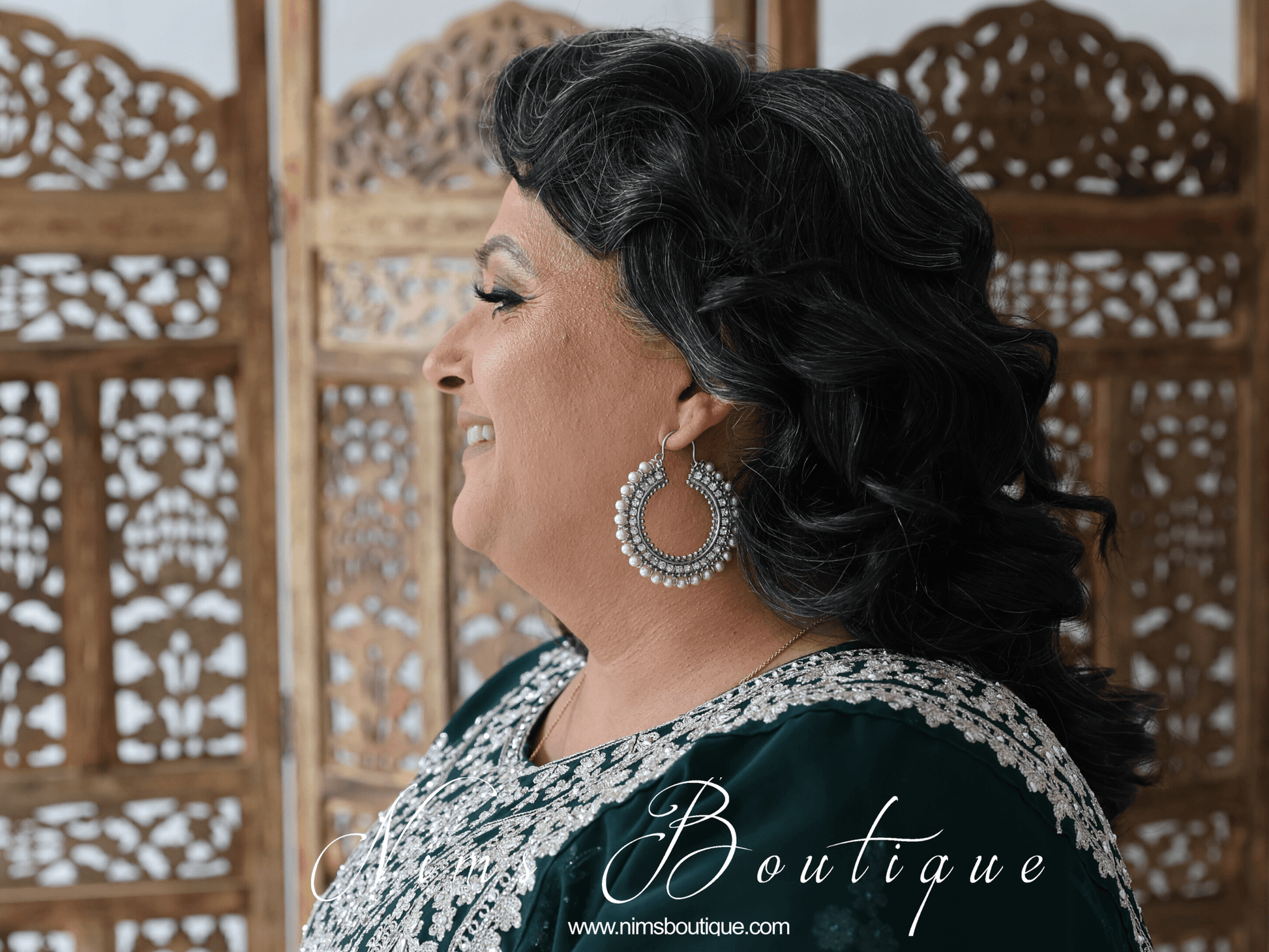 Nims Boutique Royal Silver Chand Bali Earrings with Pearl