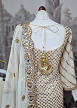 Luxury Cream & Gold Embroidered Gharara Suit (Size 12-14)