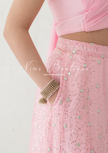 Arya Baby Pink & Gold Sequin Luxury Skirt (sizes 4-14)