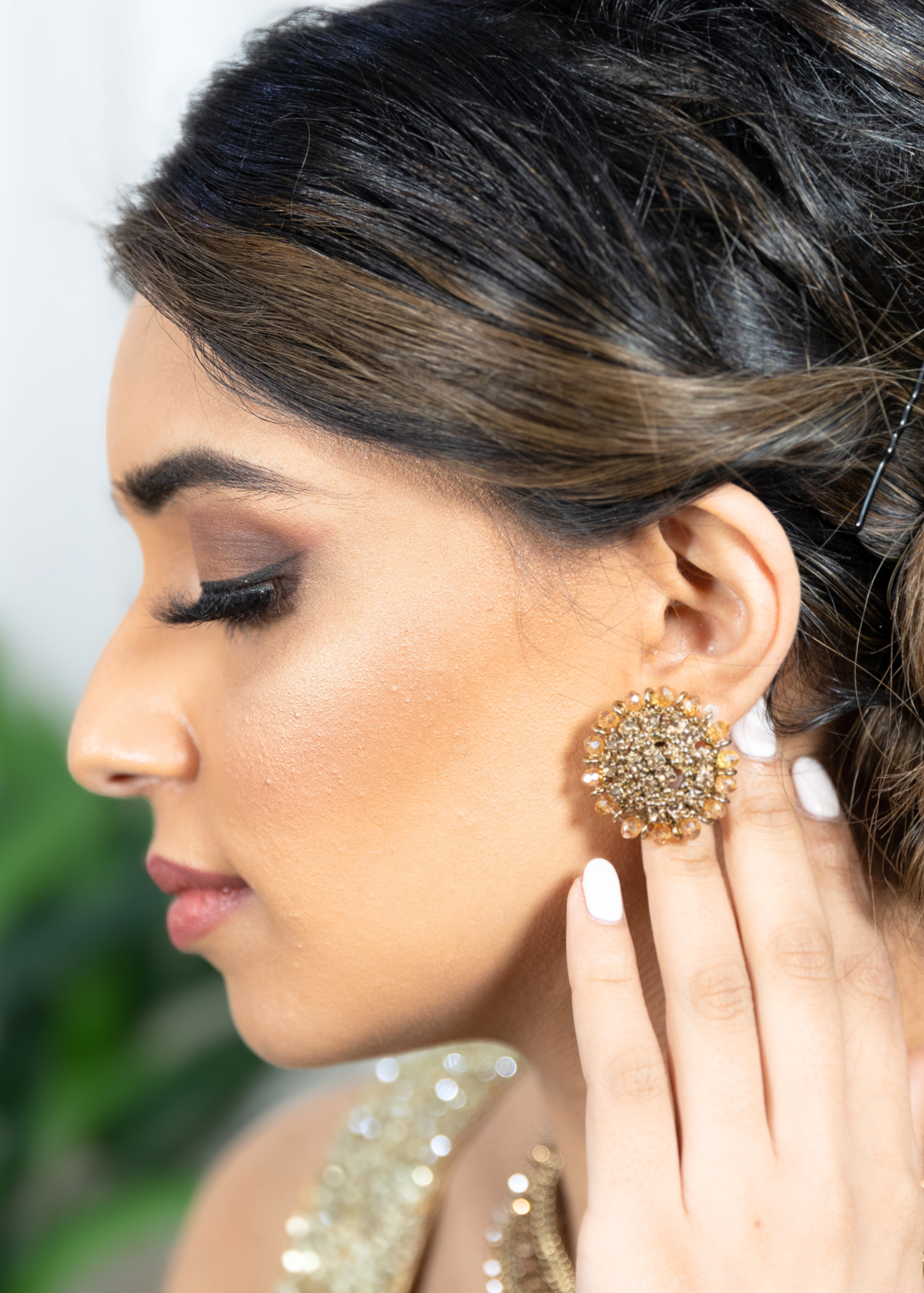 Royal Gold Stone Stud Earrings