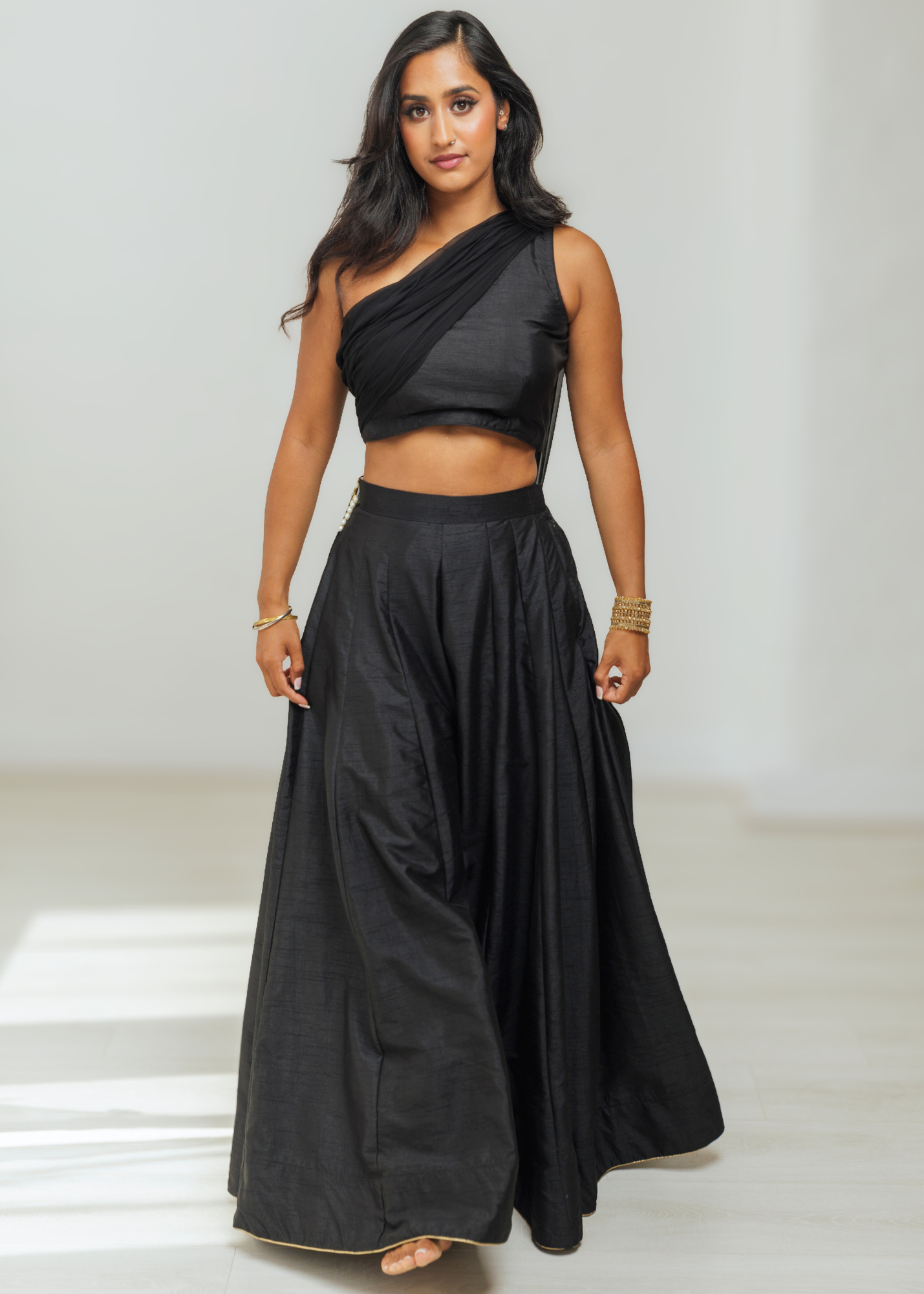 Arya Black Flared Trousers (sizes 4-14)