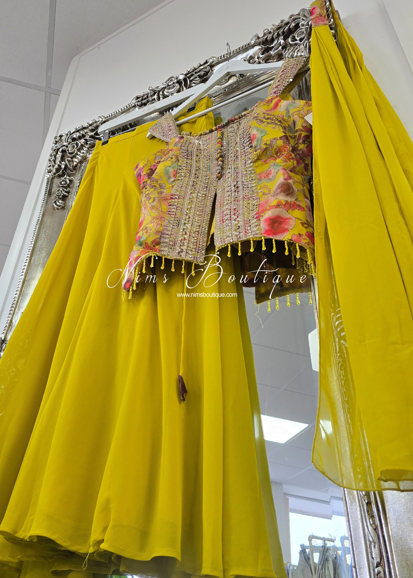 Yellow Floral Sharara Suit (size 10-12)