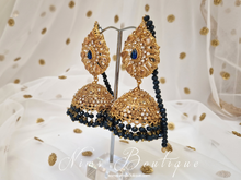 Anjali Navy Chumke with earring chains & navy stone