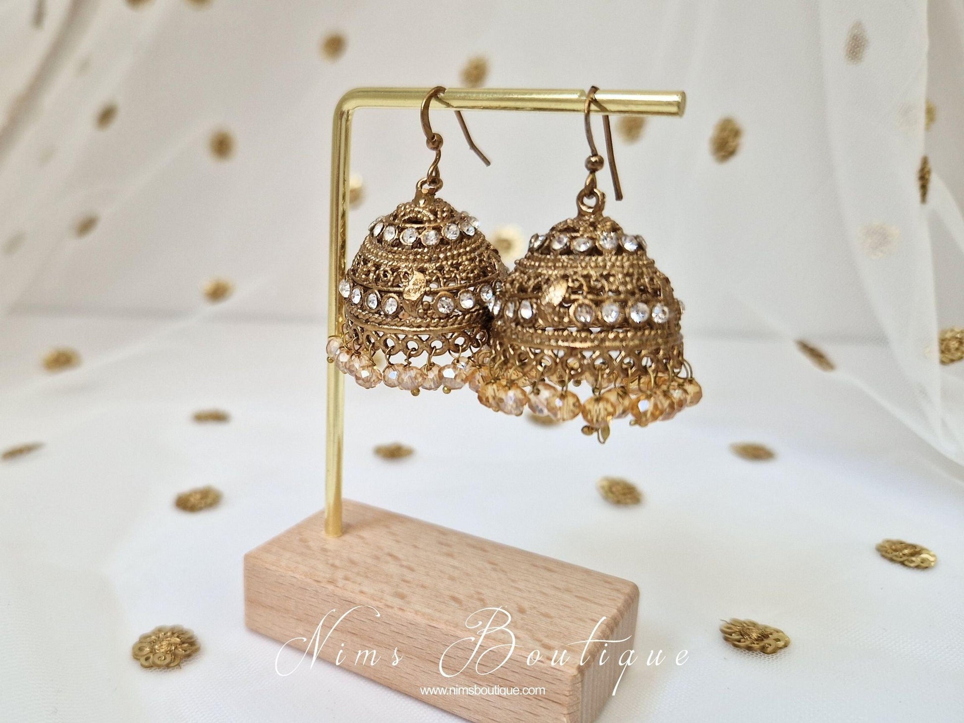 Nims Boutique Royal Gold & Clear Stone Small Chumke