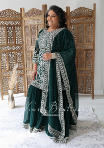 Luxury Dark Green & Silver Sharara Suit (18-22)