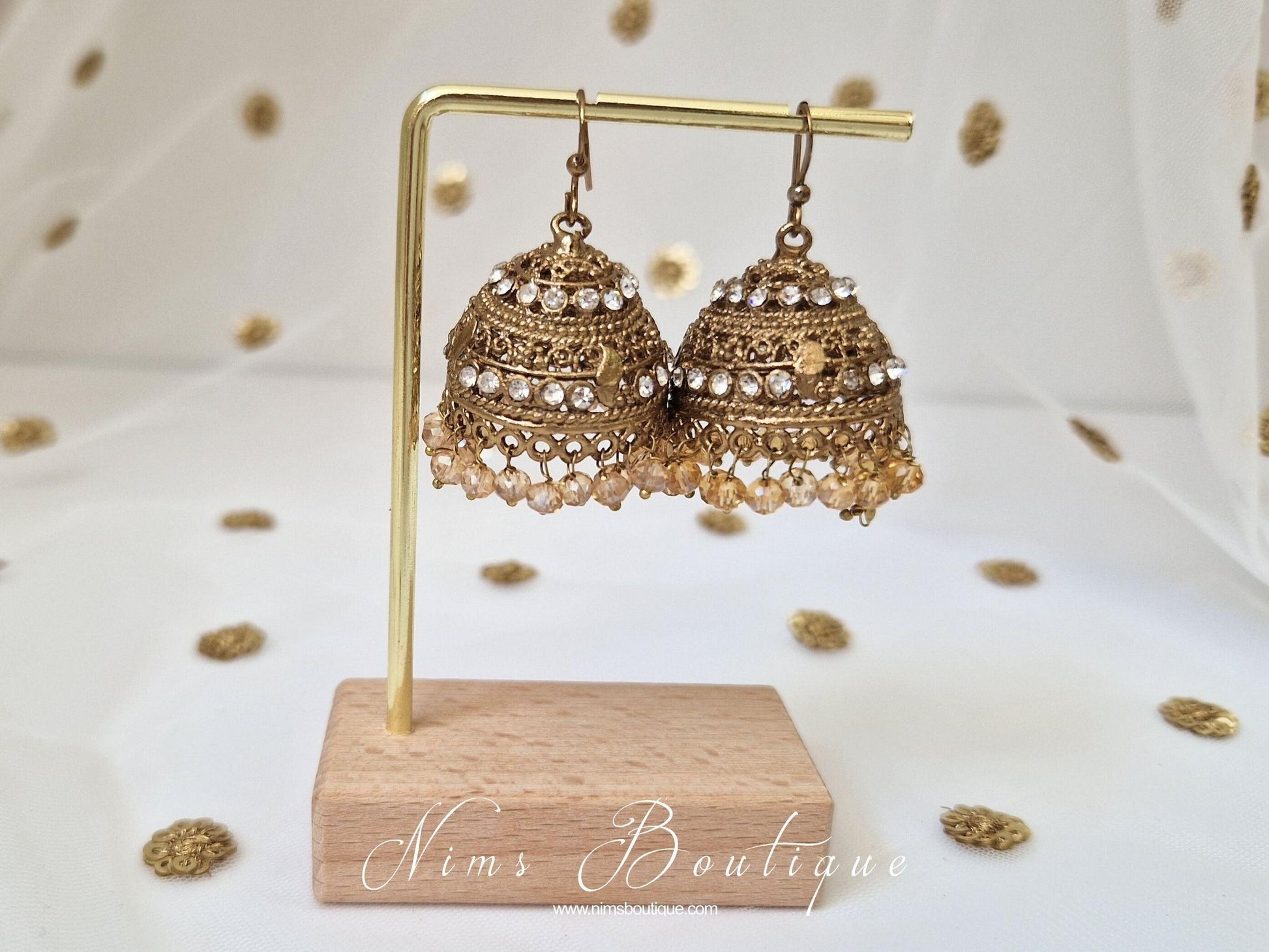 Nims Boutique Royal Gold & Clear Stone Small Chumke