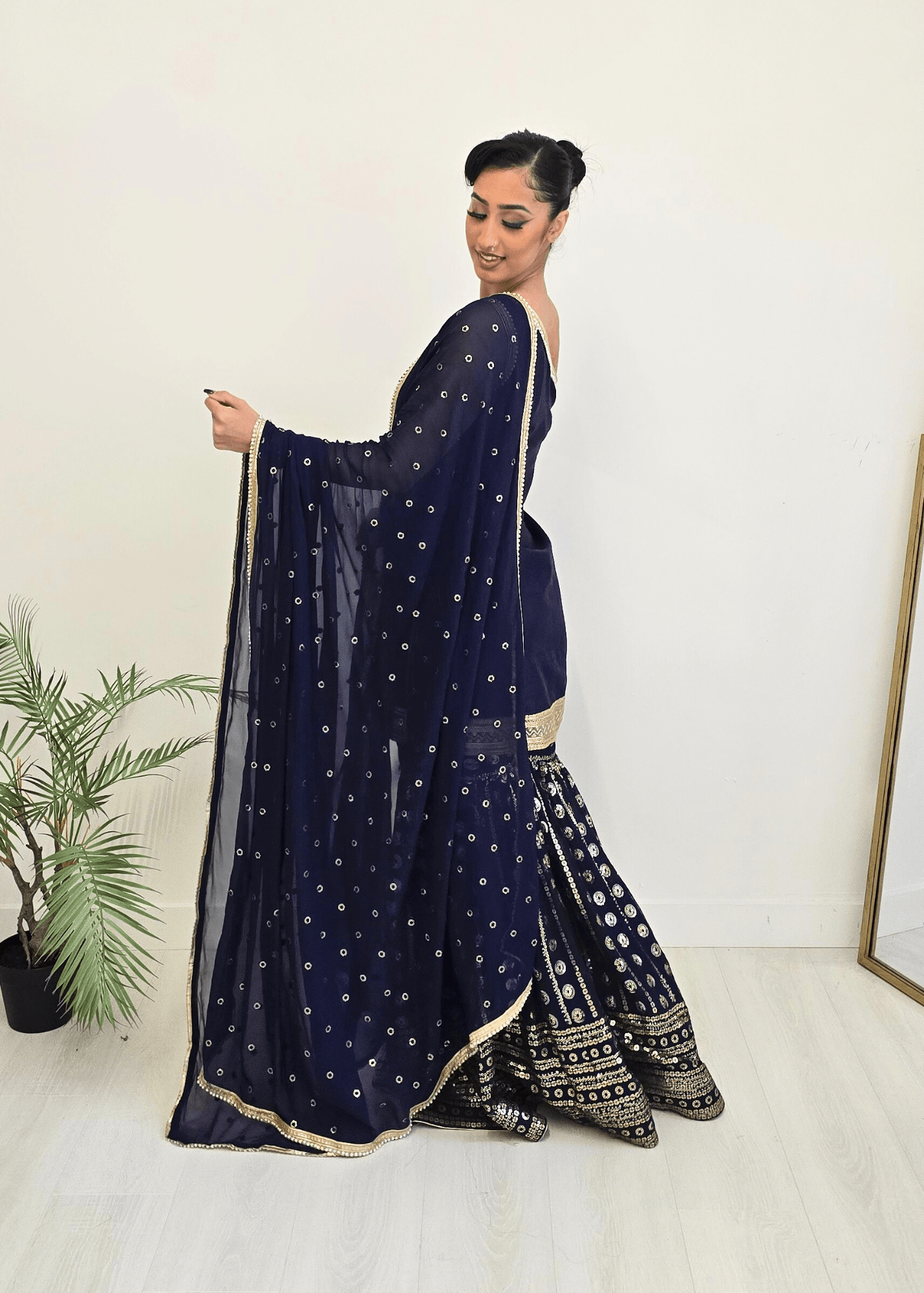 Nims Boutique Vaani Navy One Shoulder Luxury Gharara Suit sizes 6-14