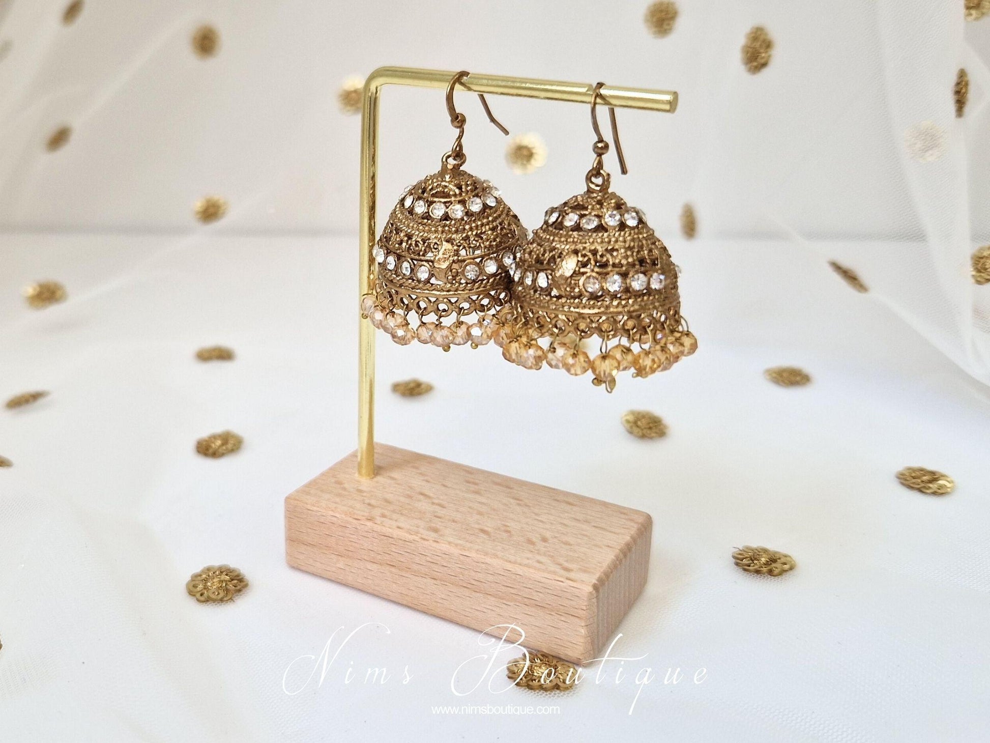 Nims Boutique Royal Gold & Clear Stone Small Chumke