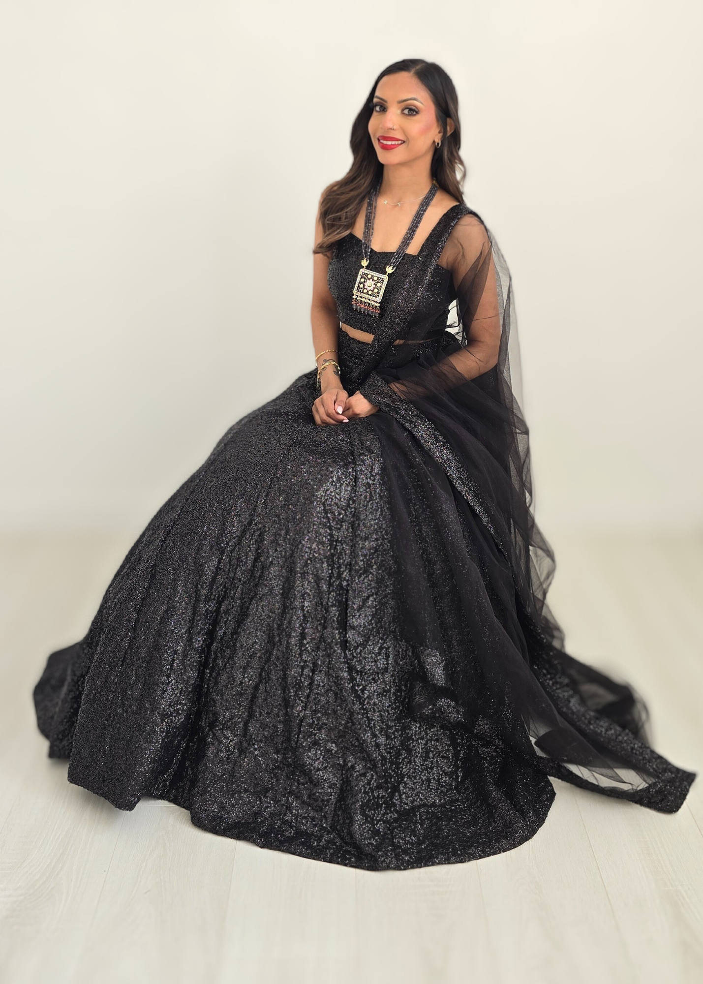 The NB Black Sequin Lehnga (size 4-16)