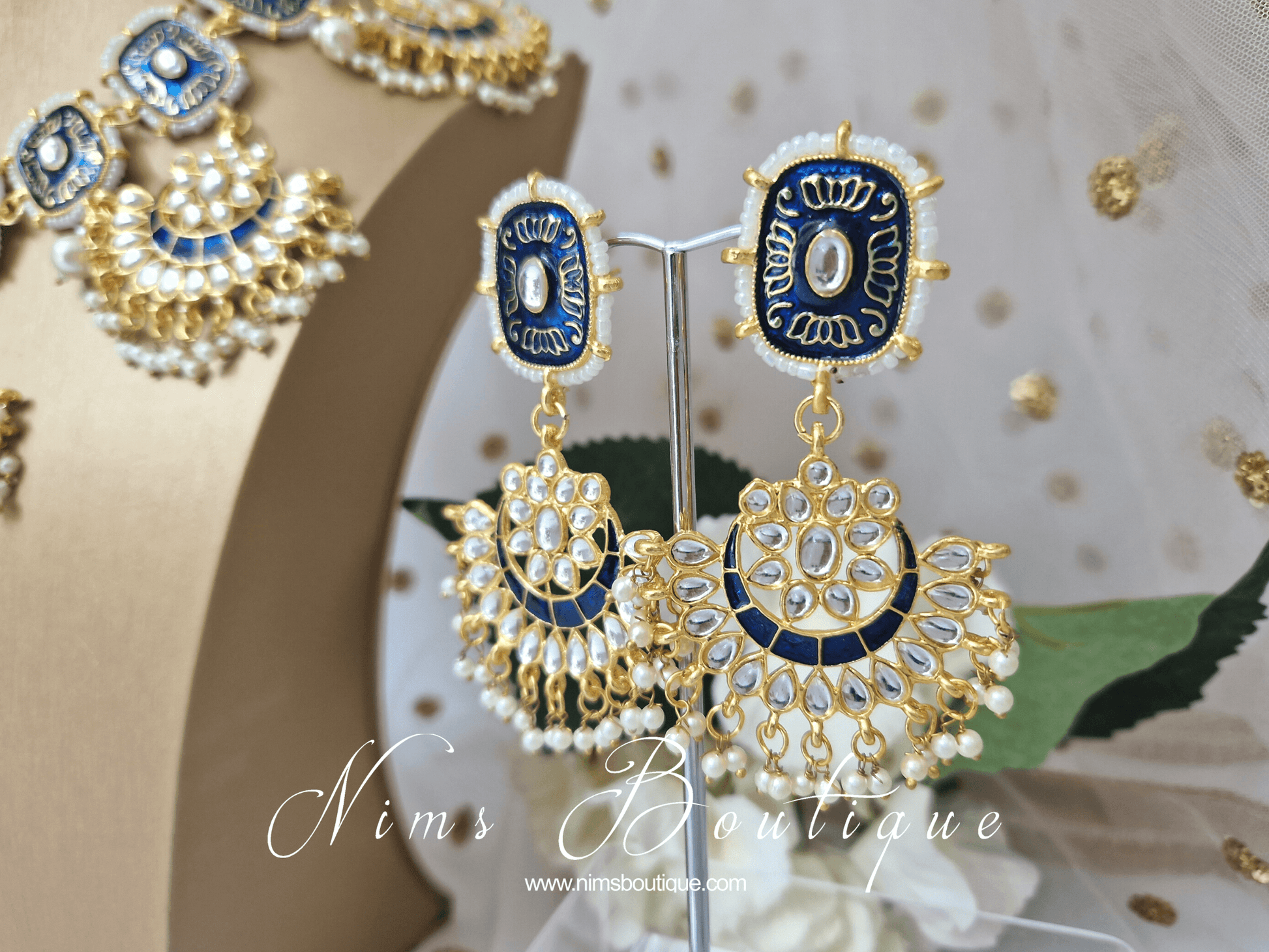Nims Boutique Mishka Navy Blossom Meenakari Set