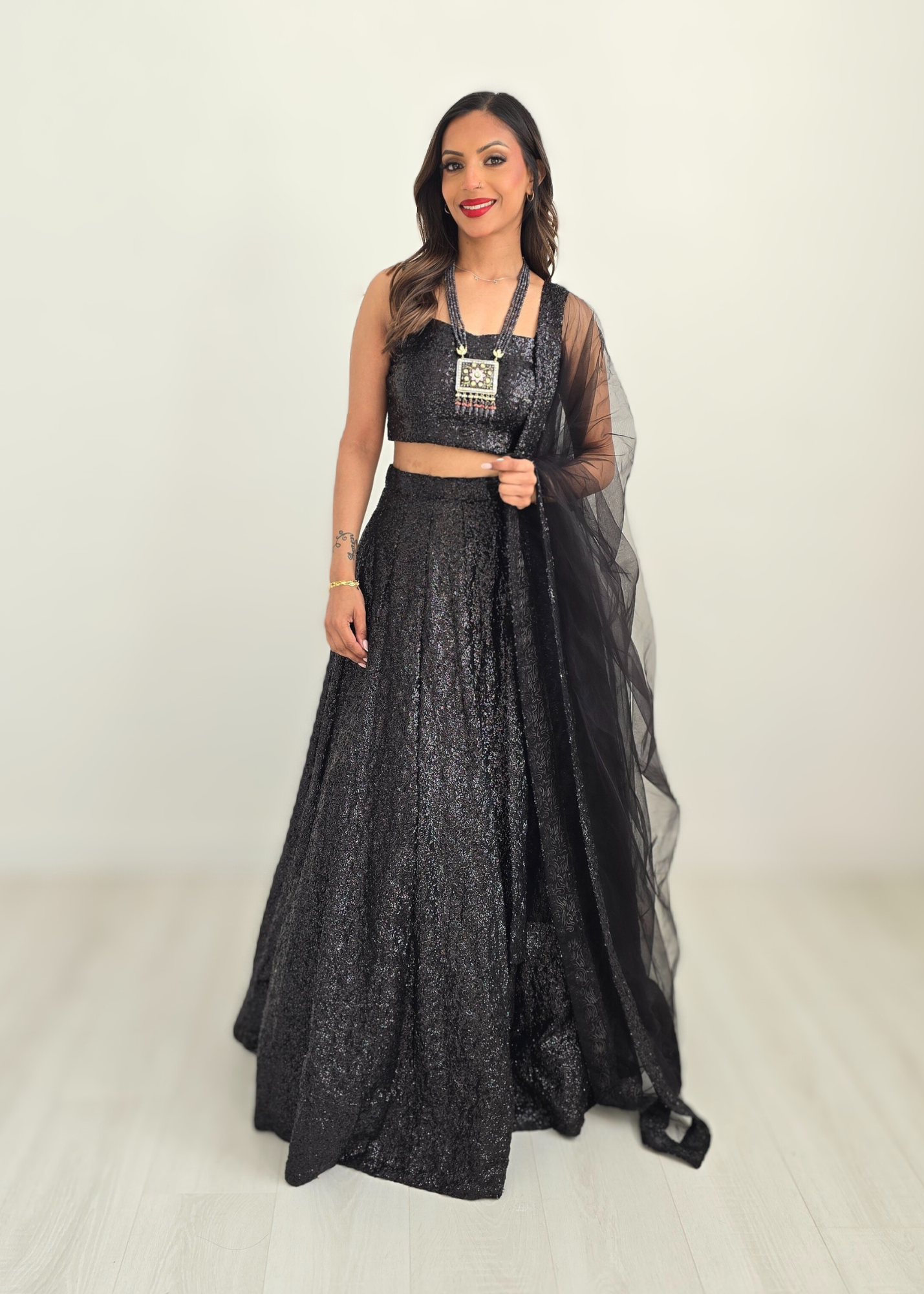 The NB Black Sequin Lehnga (size 4-16)