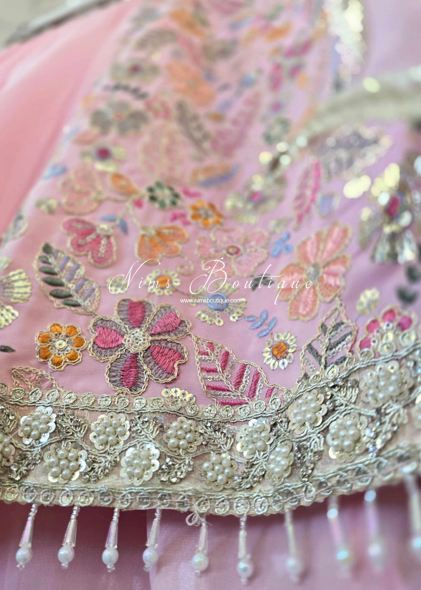 Blush Pink & Pastels Strap Embroidered Sharara Suit (size 12-14)