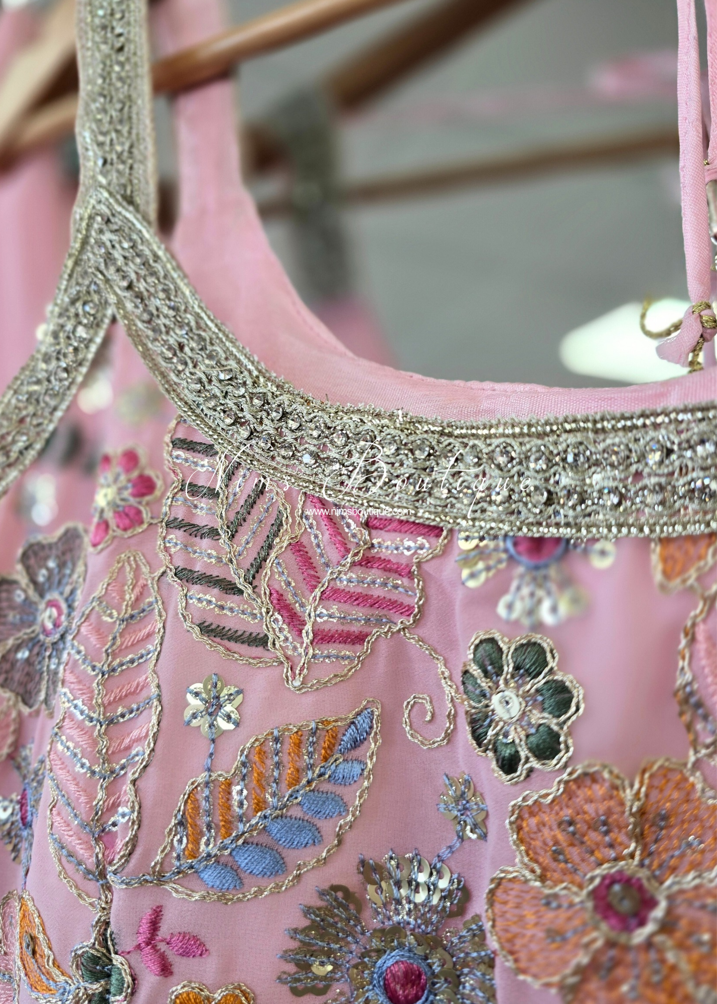 Blush Pink & Pastels Strap Embroidered Sharara Suit (size 12-14)