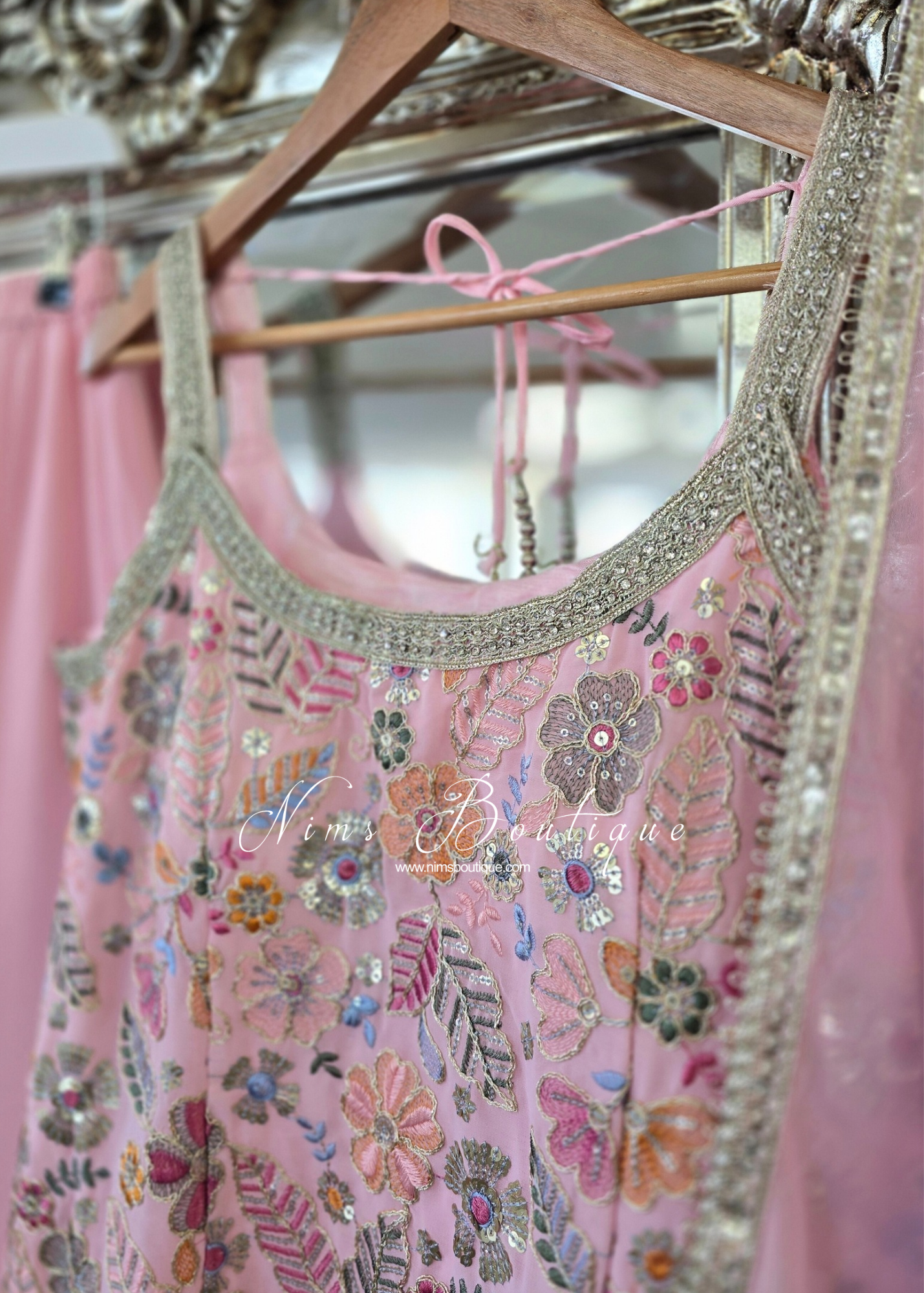 Blush Pink & Pastels Strap Embroidered Sharara Suit (size 12-14)
