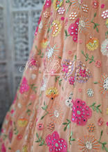 Esha Peach Floral Multicolour Embellished Luxury Skirt (sizes 4-16)
