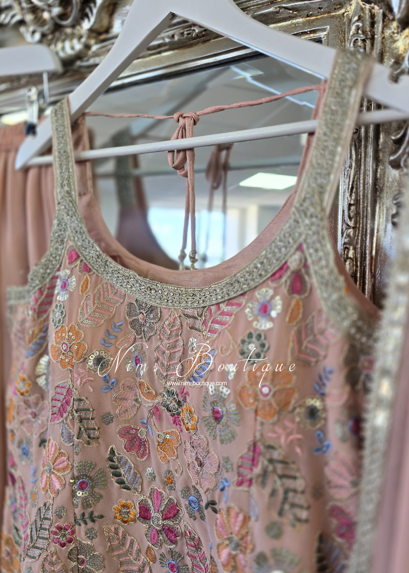 Nude Blush Pink & Pastels Strap Embroidered Sharara Suit (size 12-14)
