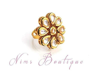 Luxury Kundan Flower Ring