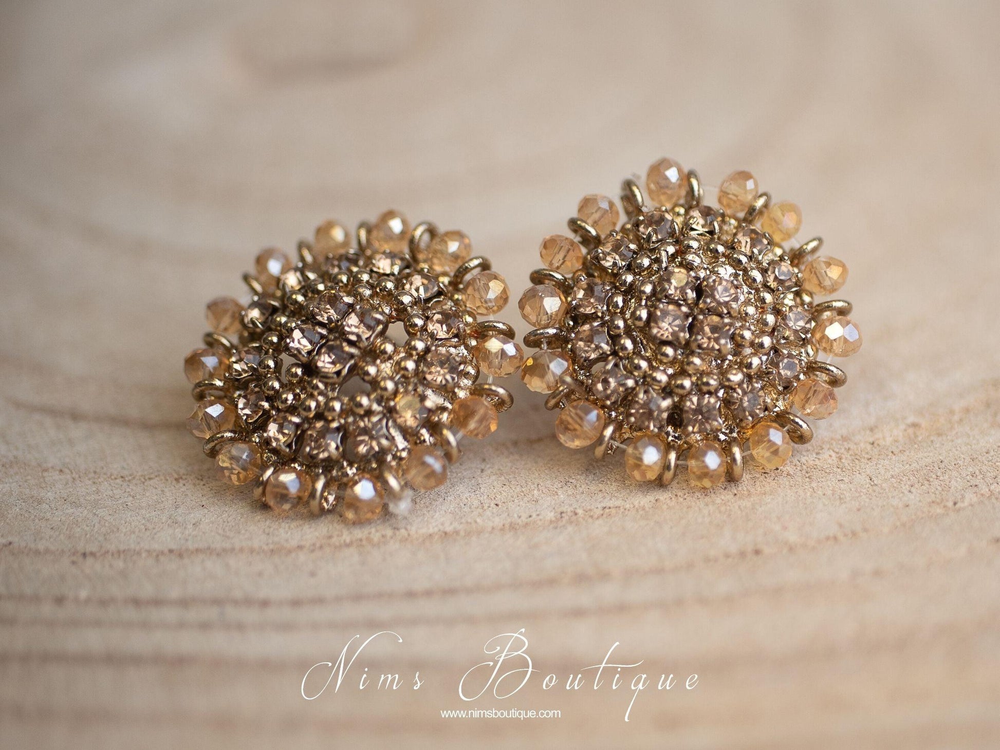 Nims Boutique Royal Gold Stone Stud Earrings