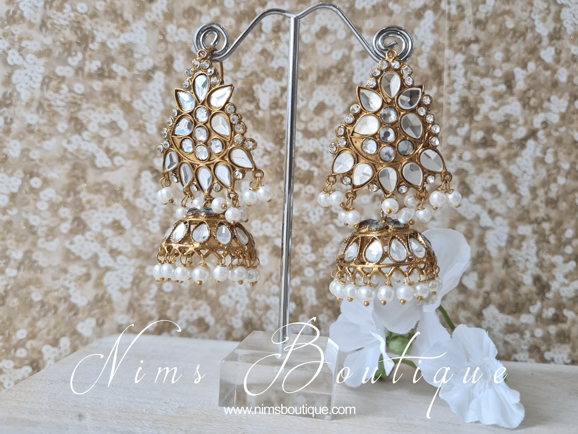 Nims Boutique Nandini Maharani Antique Gold & Pearl Chumke