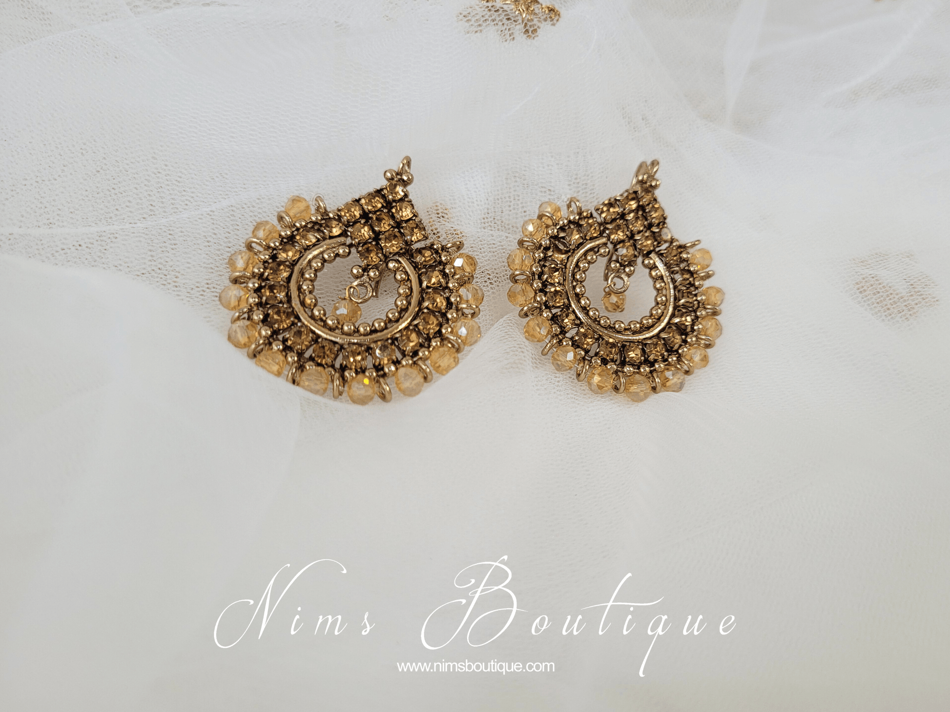 Nims Boutique Vidya Gold Stone Earrings