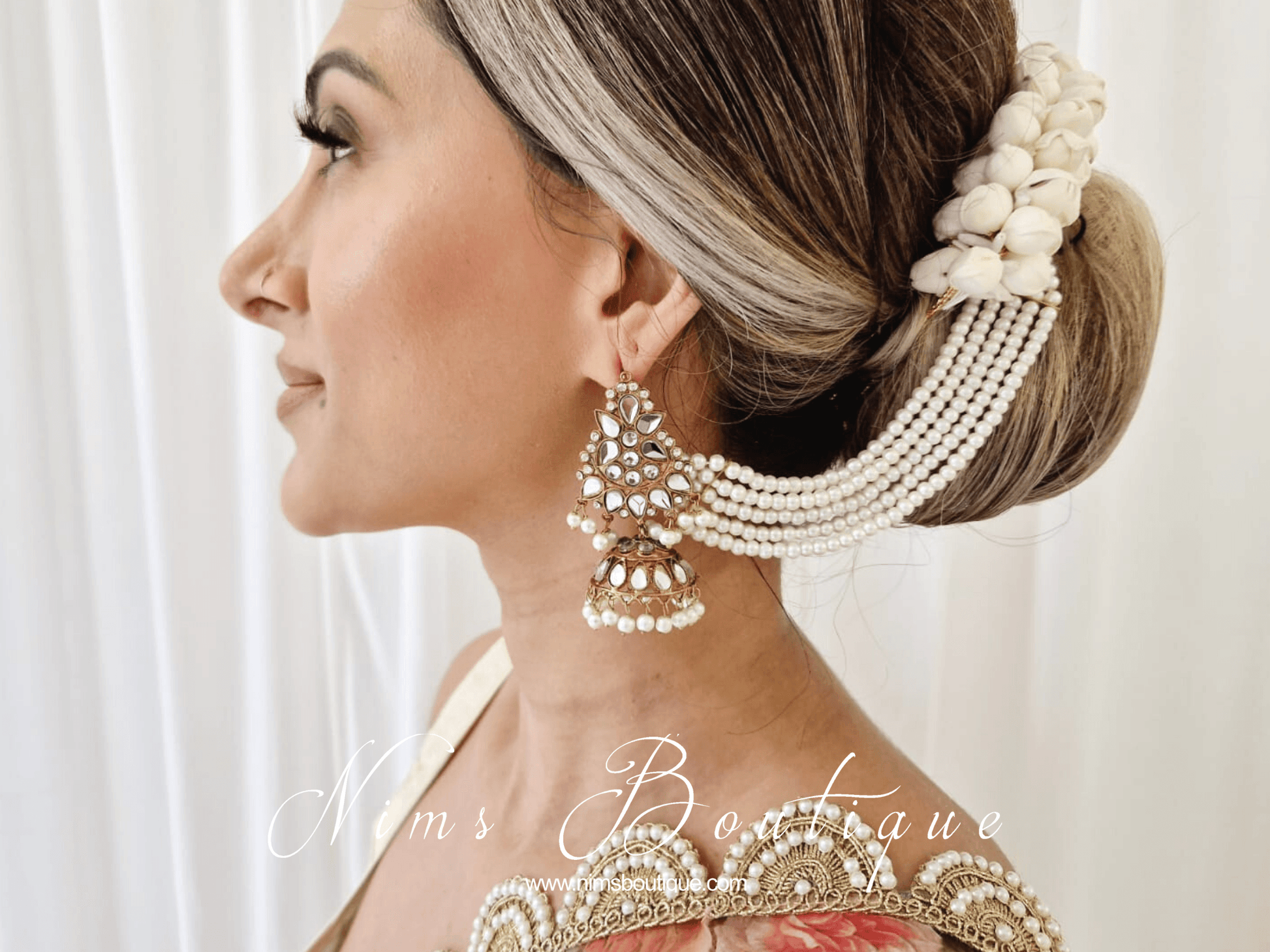 Nims Boutique Nandini Maharani Antique Gold & Pearl Chumke