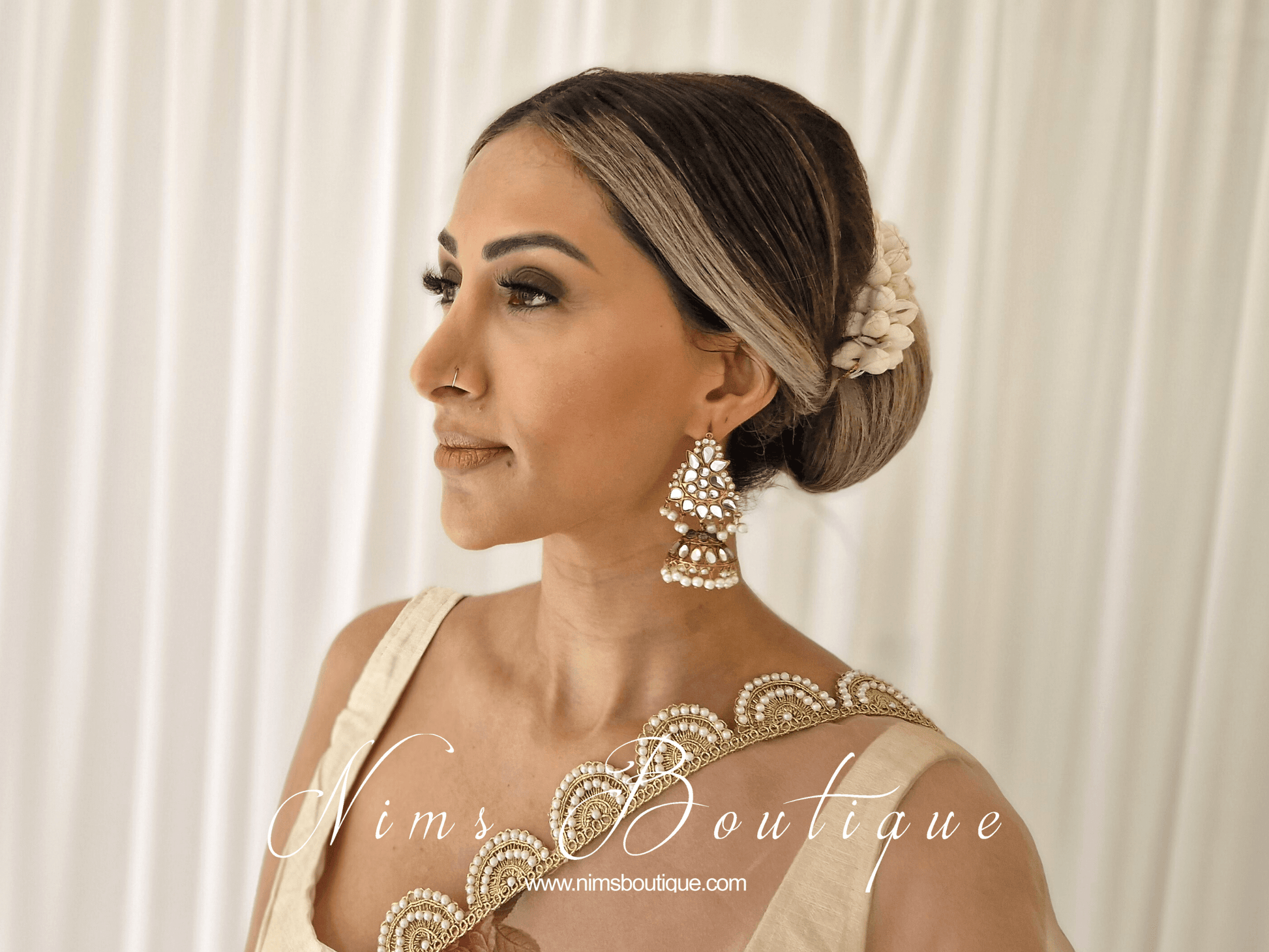 Nims Boutique Nandini Maharani Antique Gold & Pearl Chumke