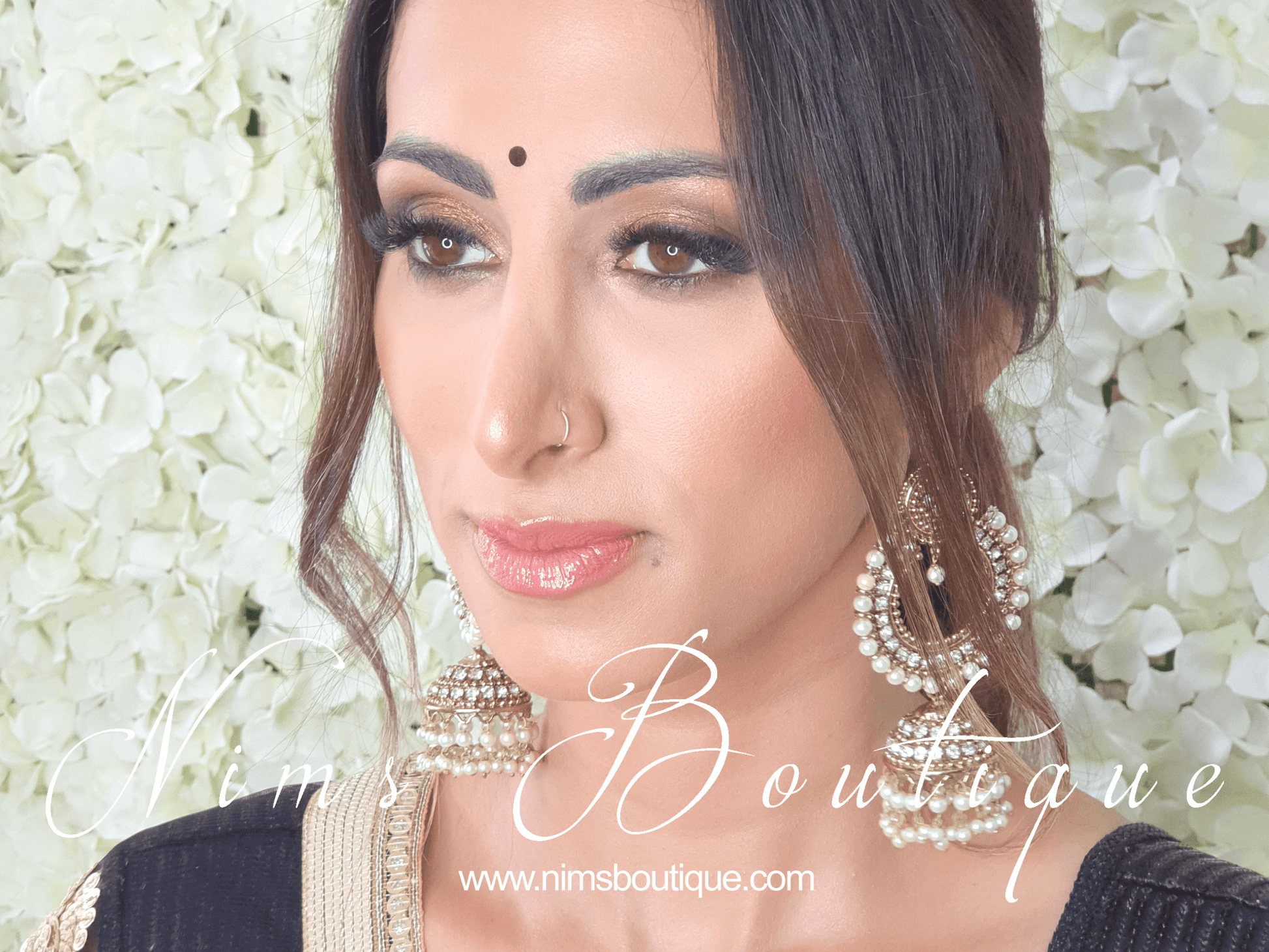 Nims Boutique Nish Antique Gold & Pearl Chumka Earrings