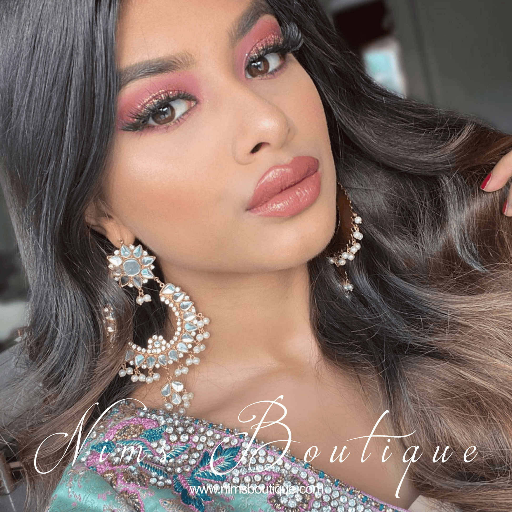 Nims Boutique Tanuja Antique Gold & Pearl Maharani Earrings