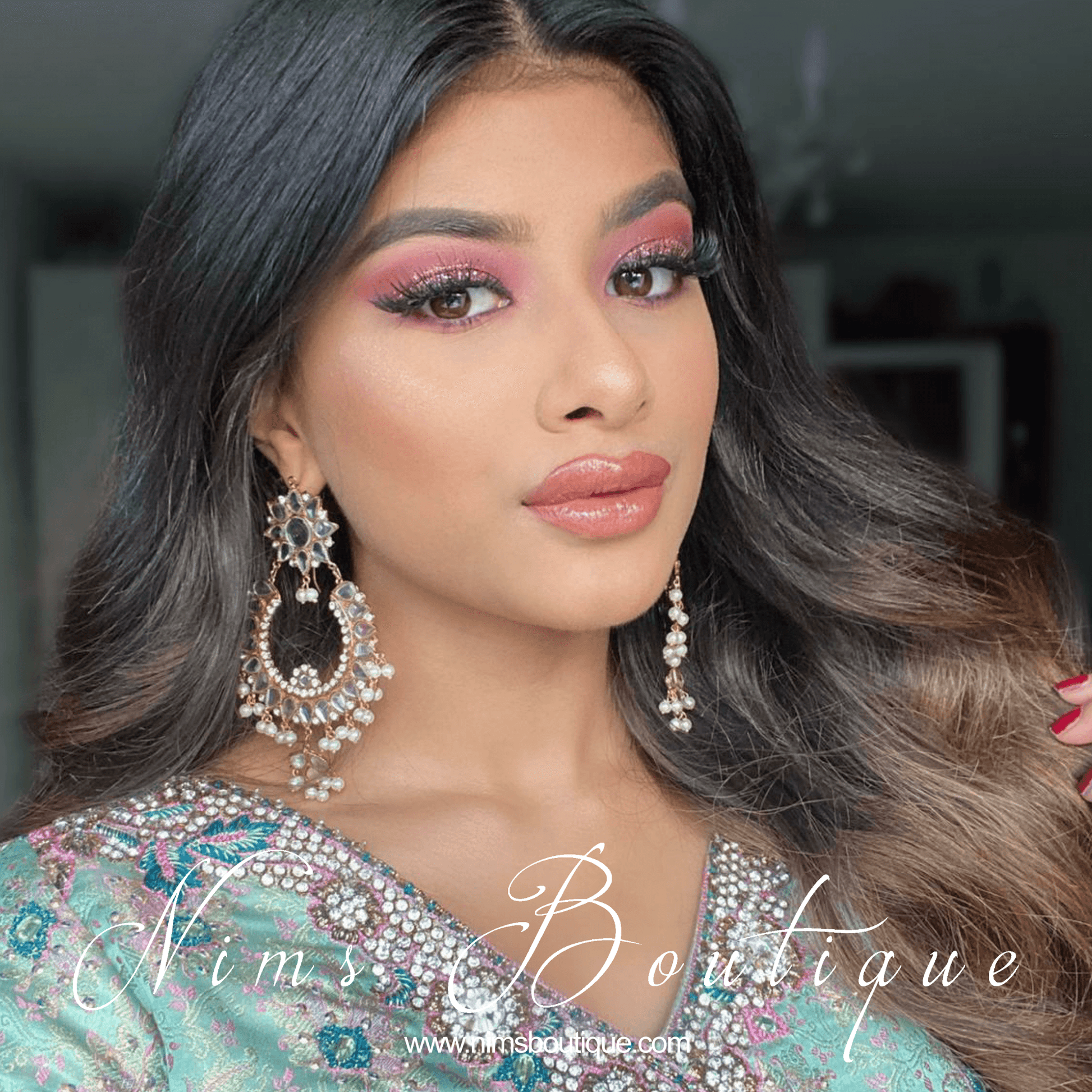 Nims Boutique Tanuja Antique Gold & Pearl Maharani Earrings