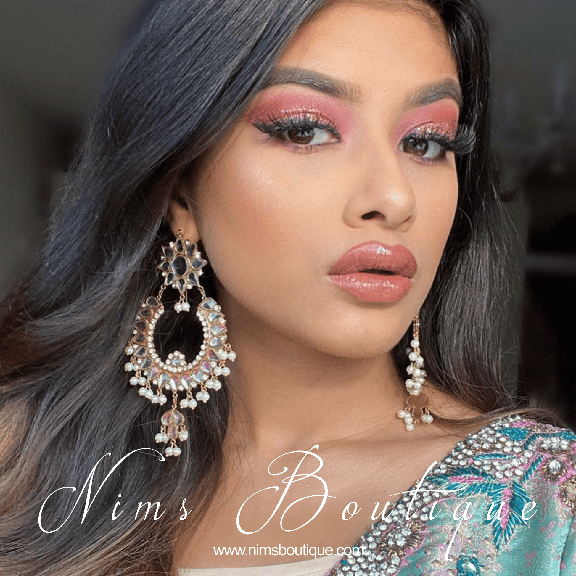 Nims Boutique Tanuja Antique Gold & Pearl Maharani Earrings