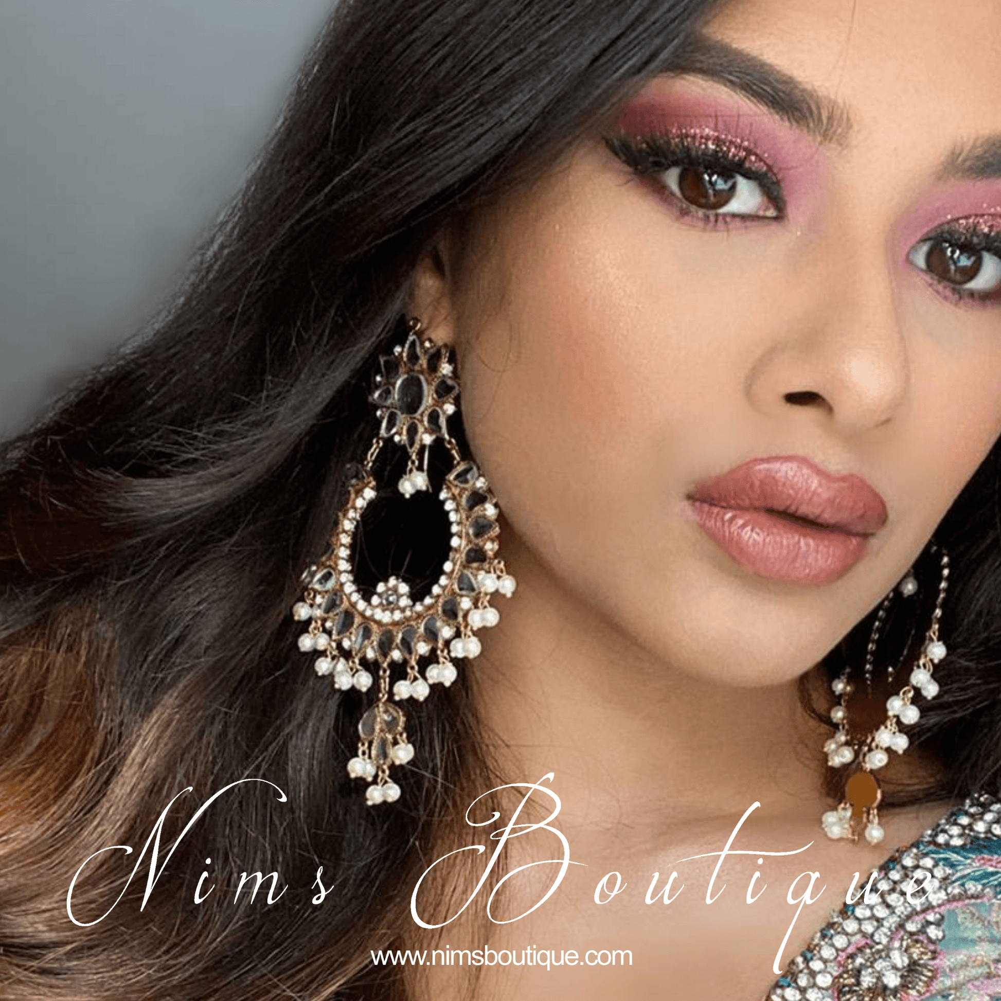 Nims Boutique Tanuja Antique Gold & Pearl Maharani Earrings