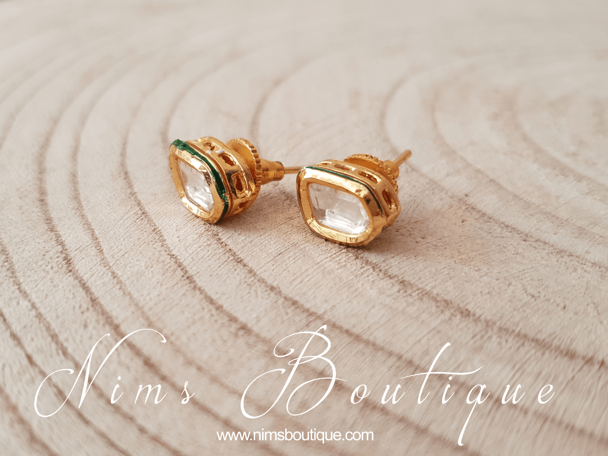 Nims Boutique Kundan Uncut Stone stud earrings