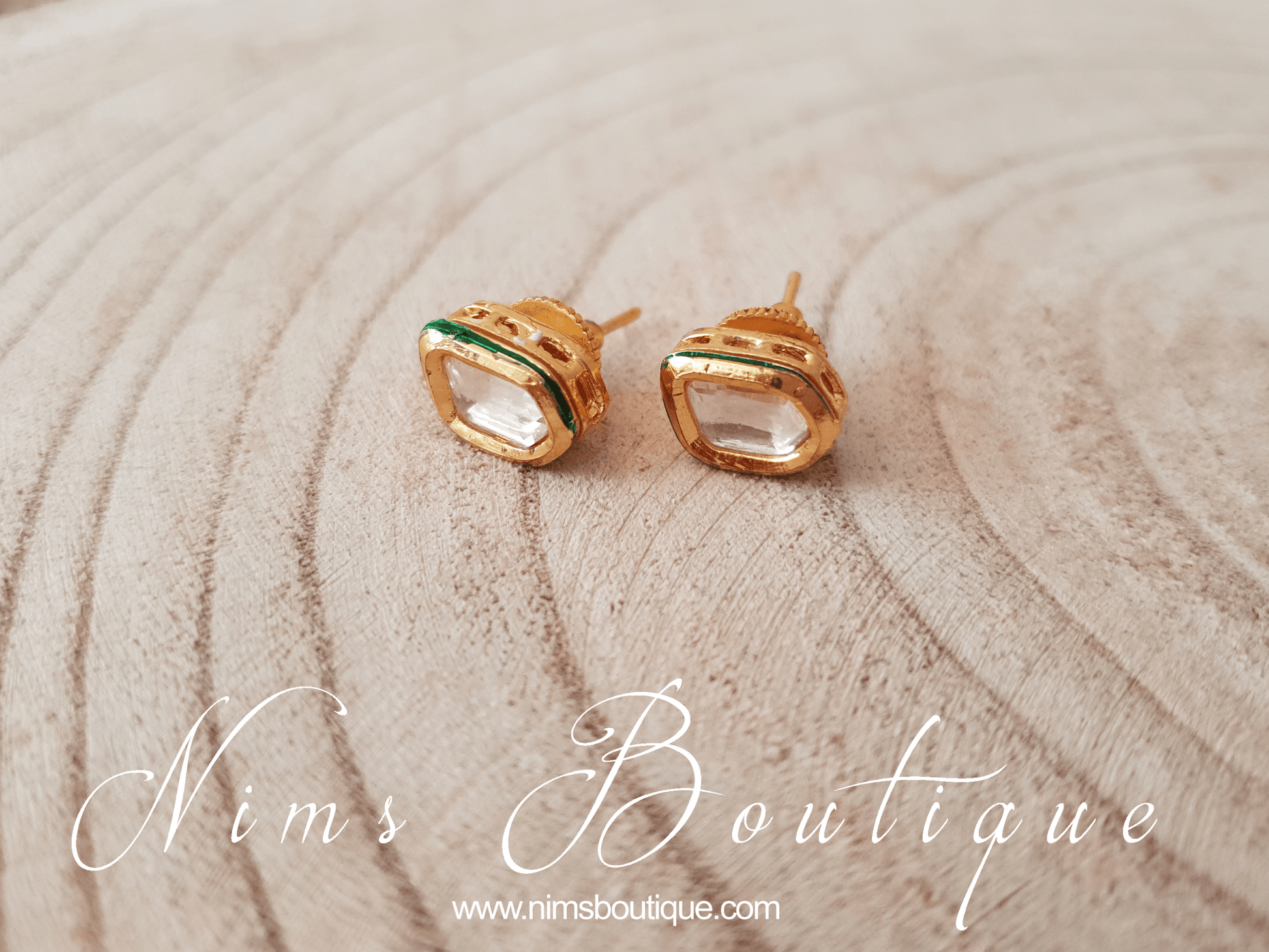 Nims Boutique Kundan Uncut Stone stud earrings