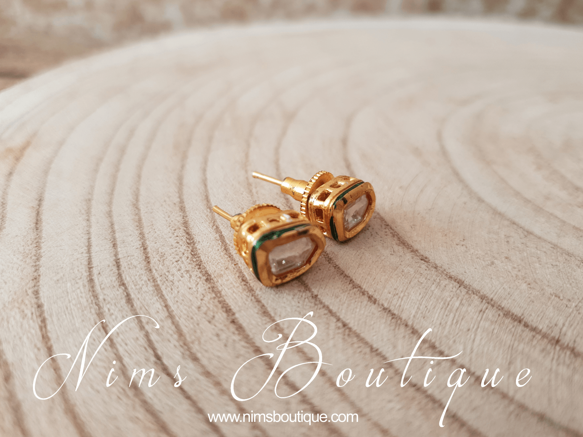Nims Boutique Kundan Uncut Stone stud earrings