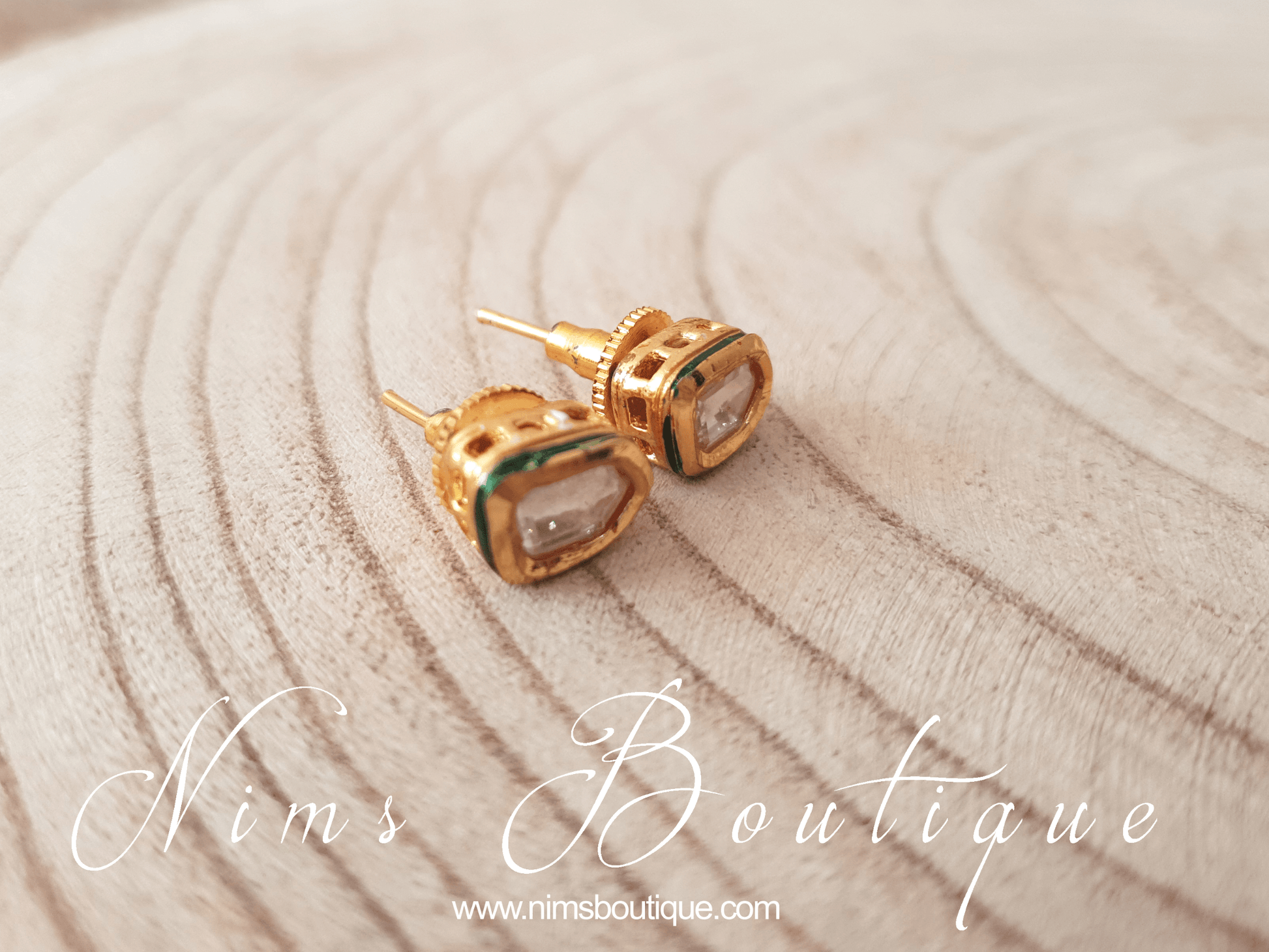 Nims Boutique Kundan Uncut Stone stud earrings