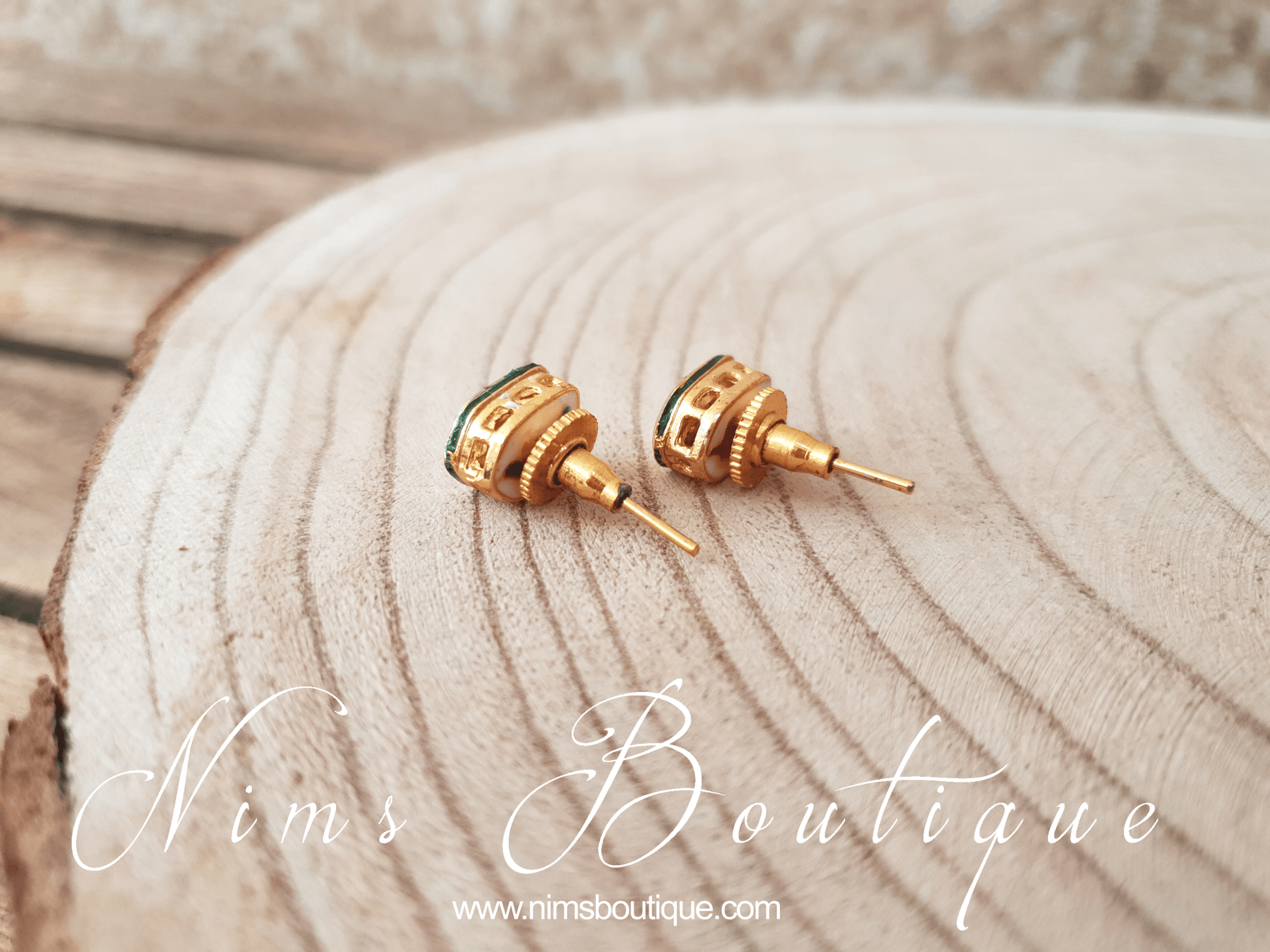 Nims Boutique Kundan Uncut Stone stud earrings