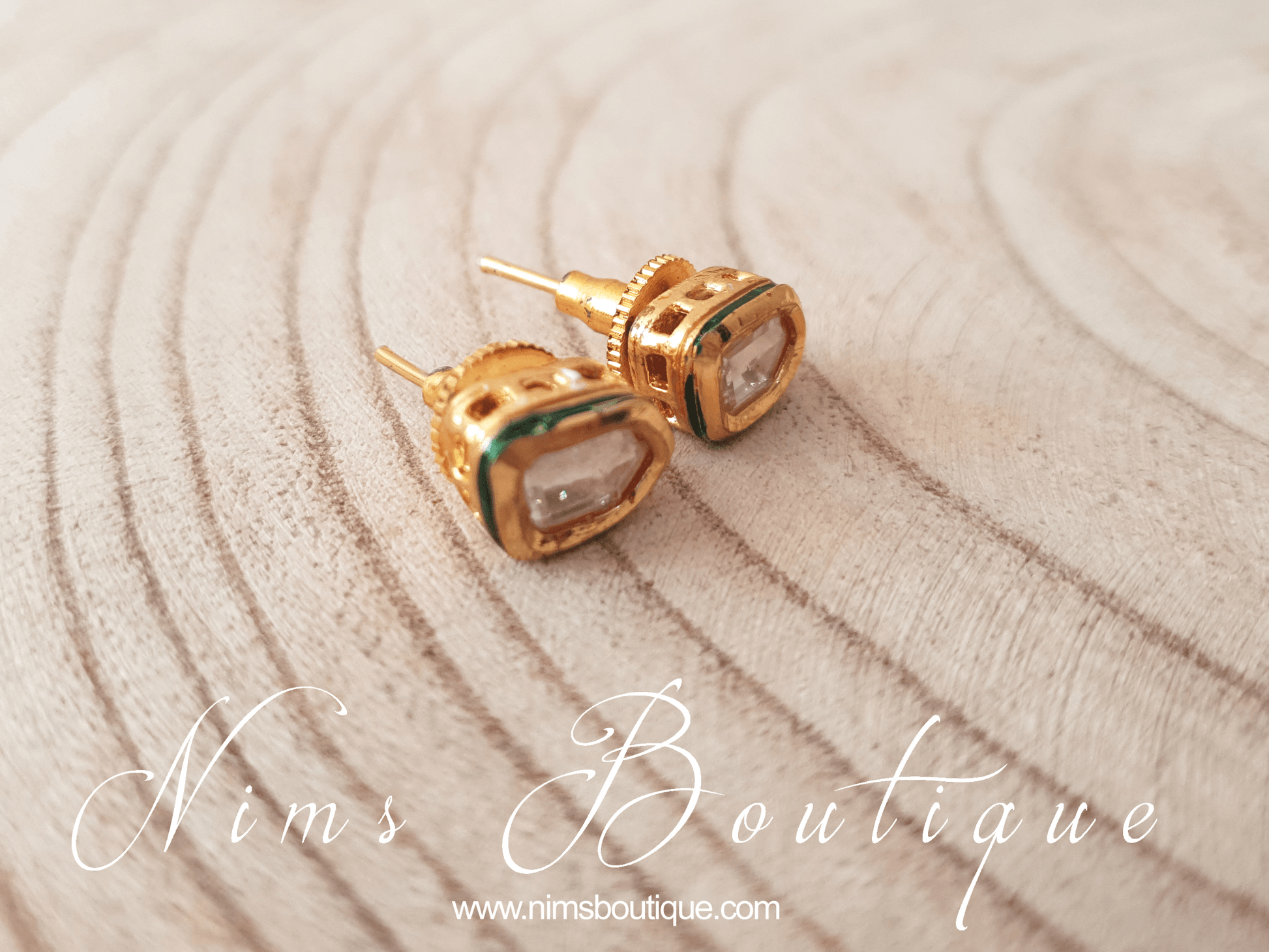 Nims Boutique Kundan Uncut Stone stud earrings