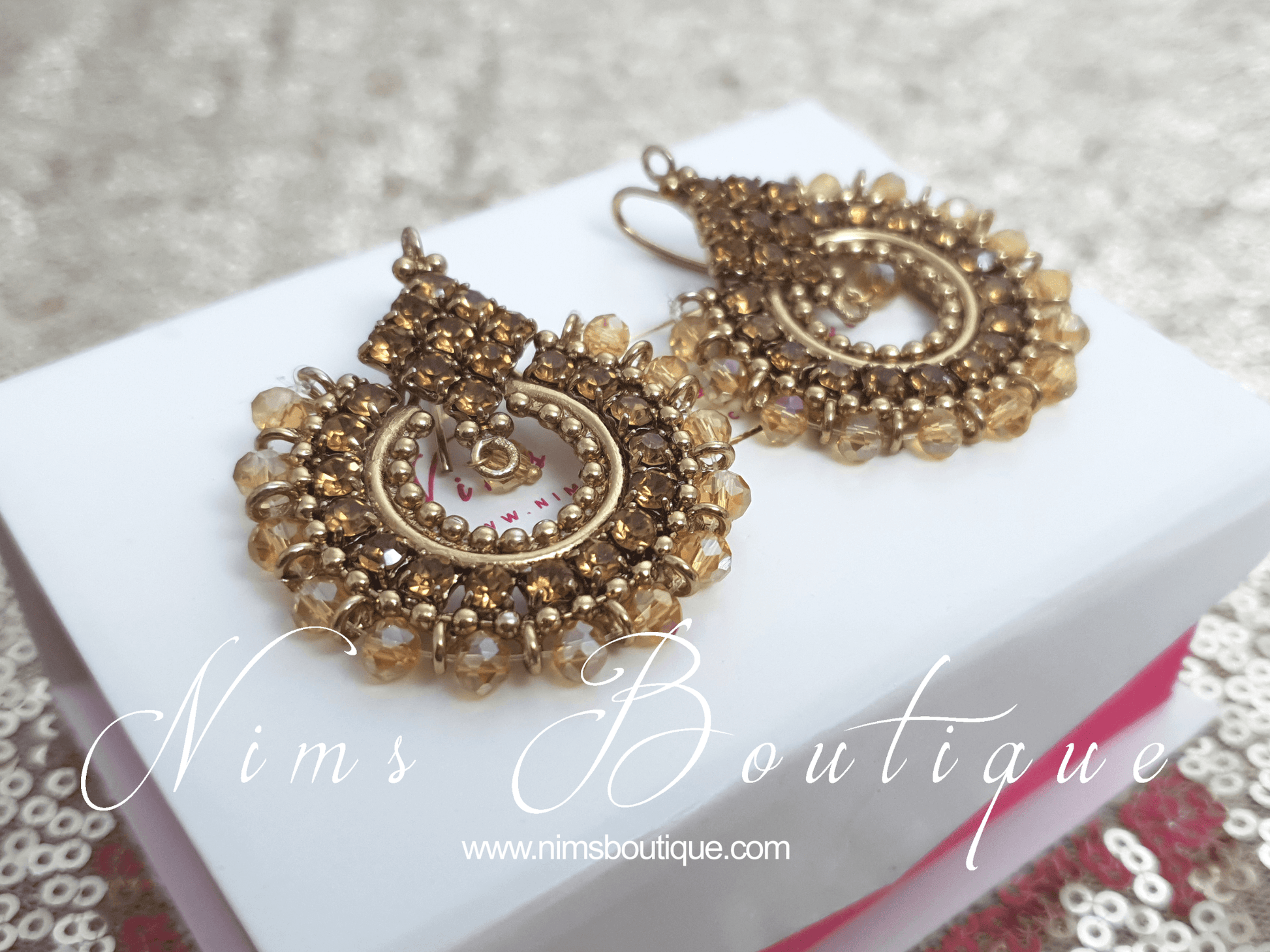 Nims Boutique Vidya Gold Stone Earrings