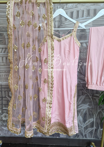 The NB Classic Sleeveless Blush Pink Silk Pajami Suit (sizes 4 to 20)