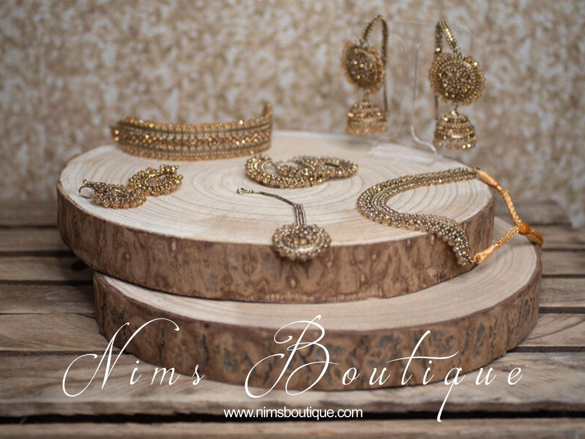 Nims Boutique Vidya Gold Stone Earrings