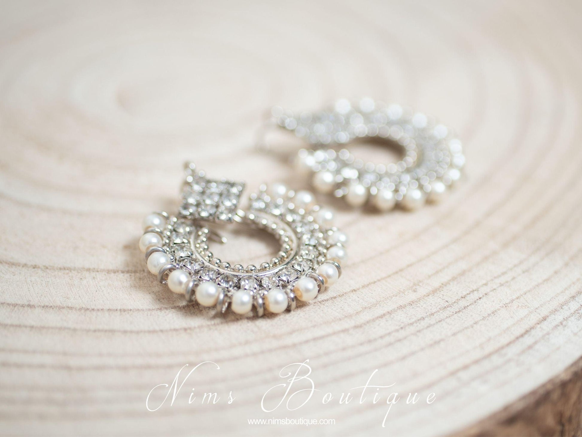 Nims Boutique Vidya Silver & Pearl Earrings