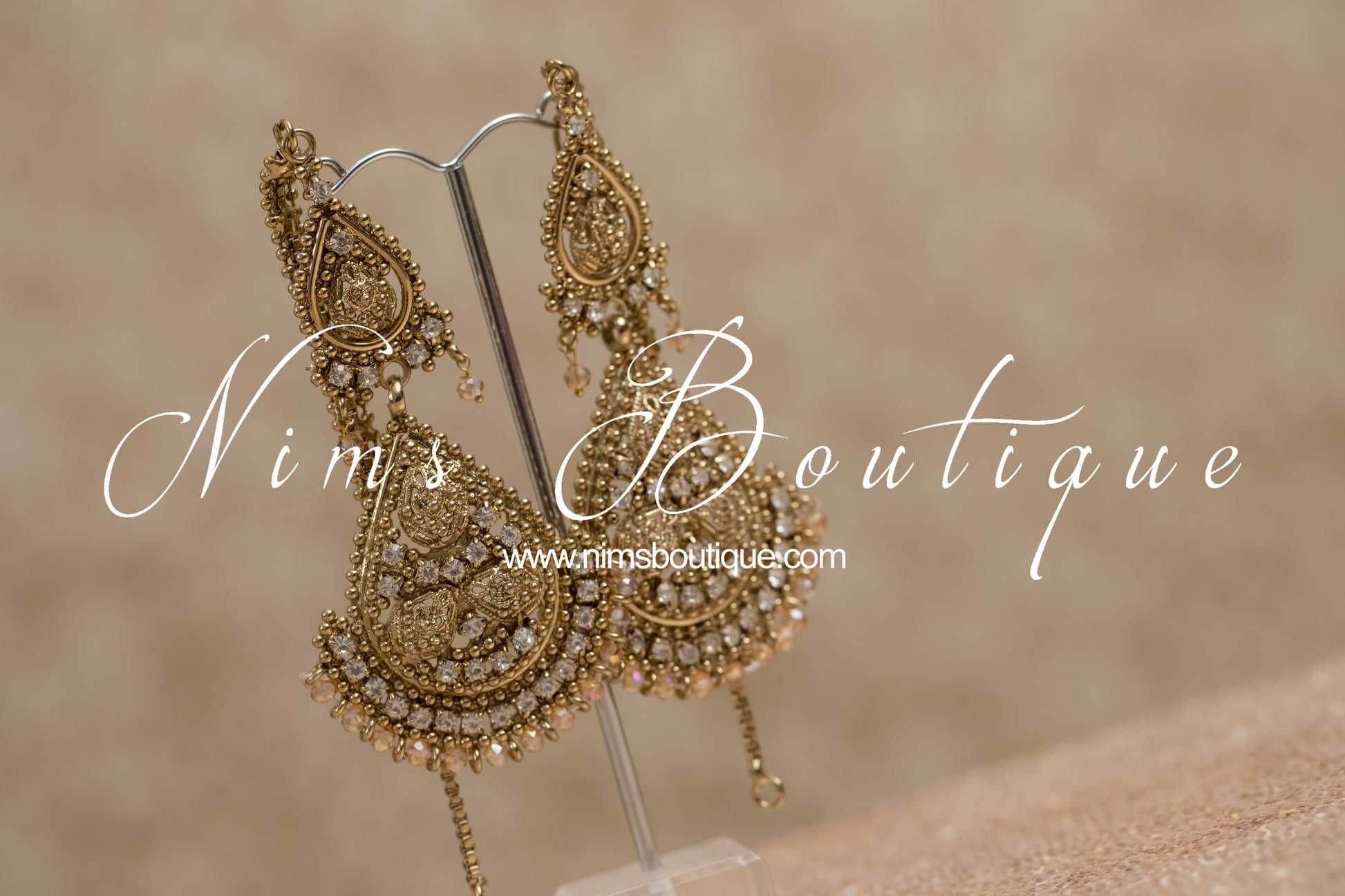 Nims Boutique Waheeda Antique Gold & Gold Bead Bridal Set