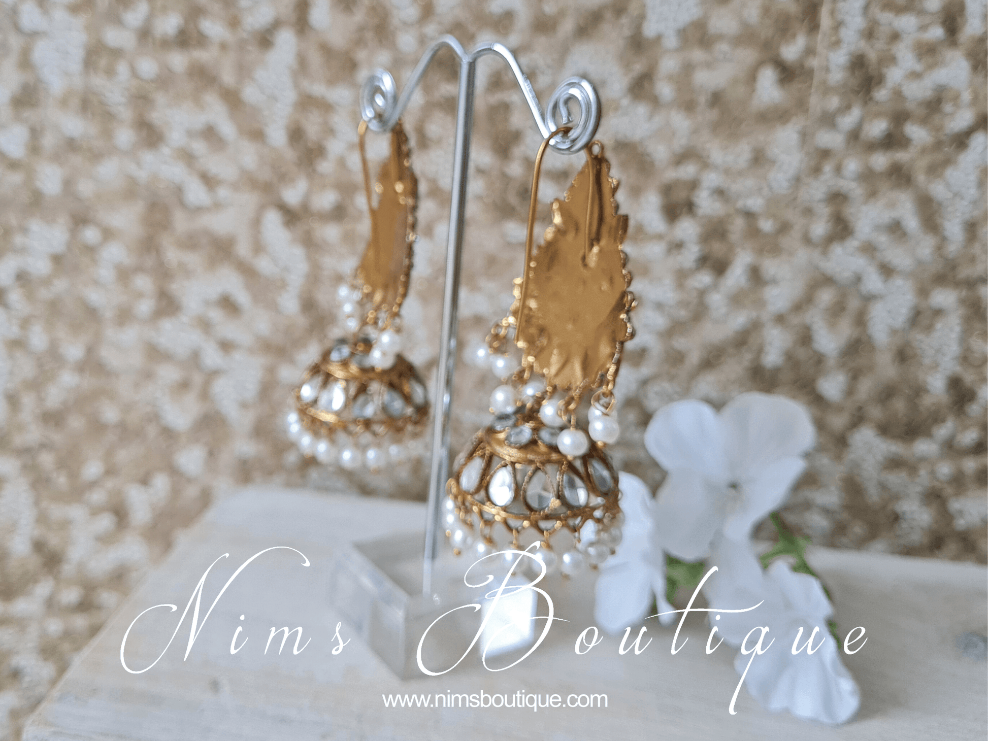 Nims Boutique Nandini Maharani Antique Gold & Pearl Chumke