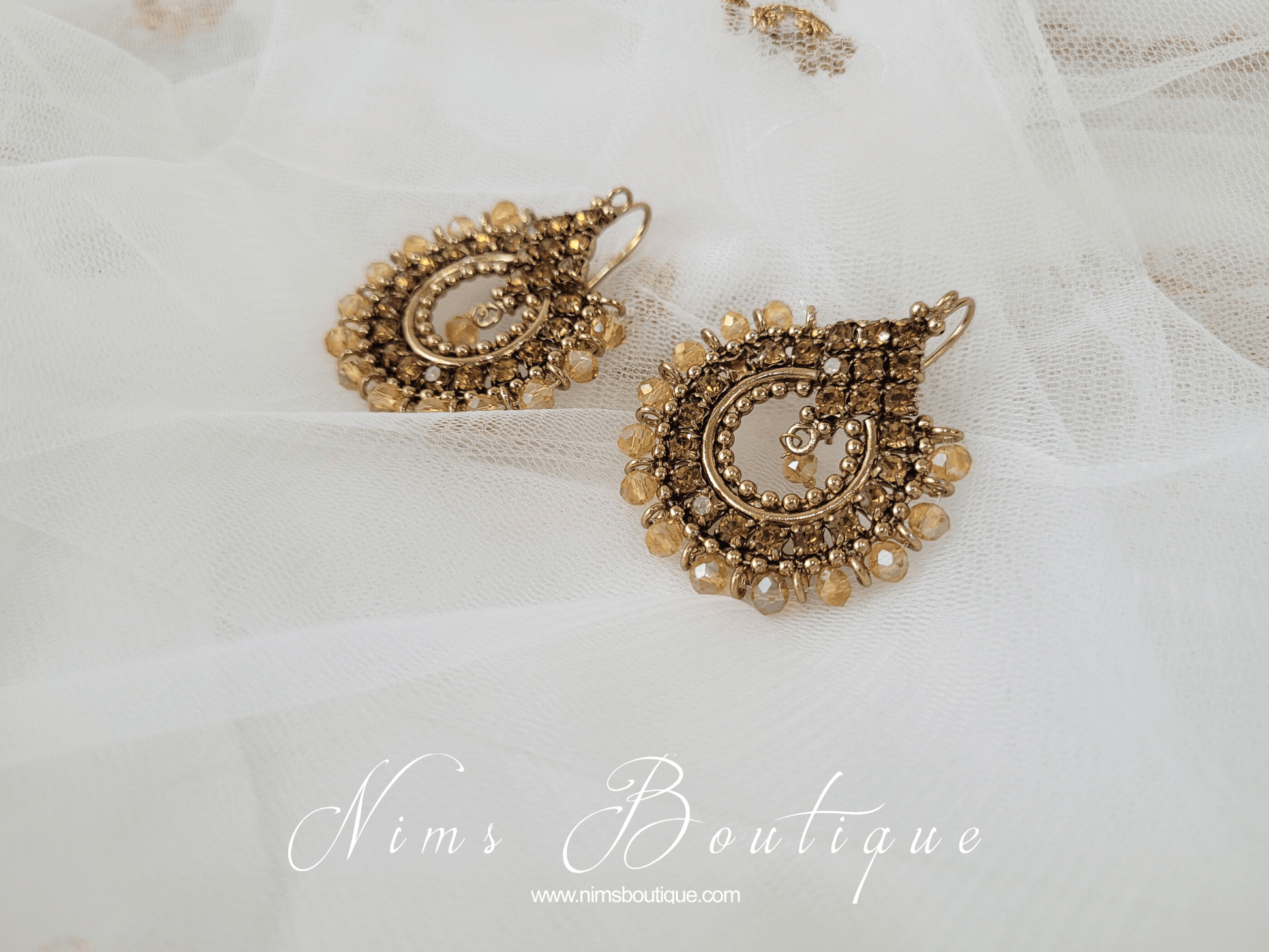 Nims Boutique Vidya Gold Stone Earrings