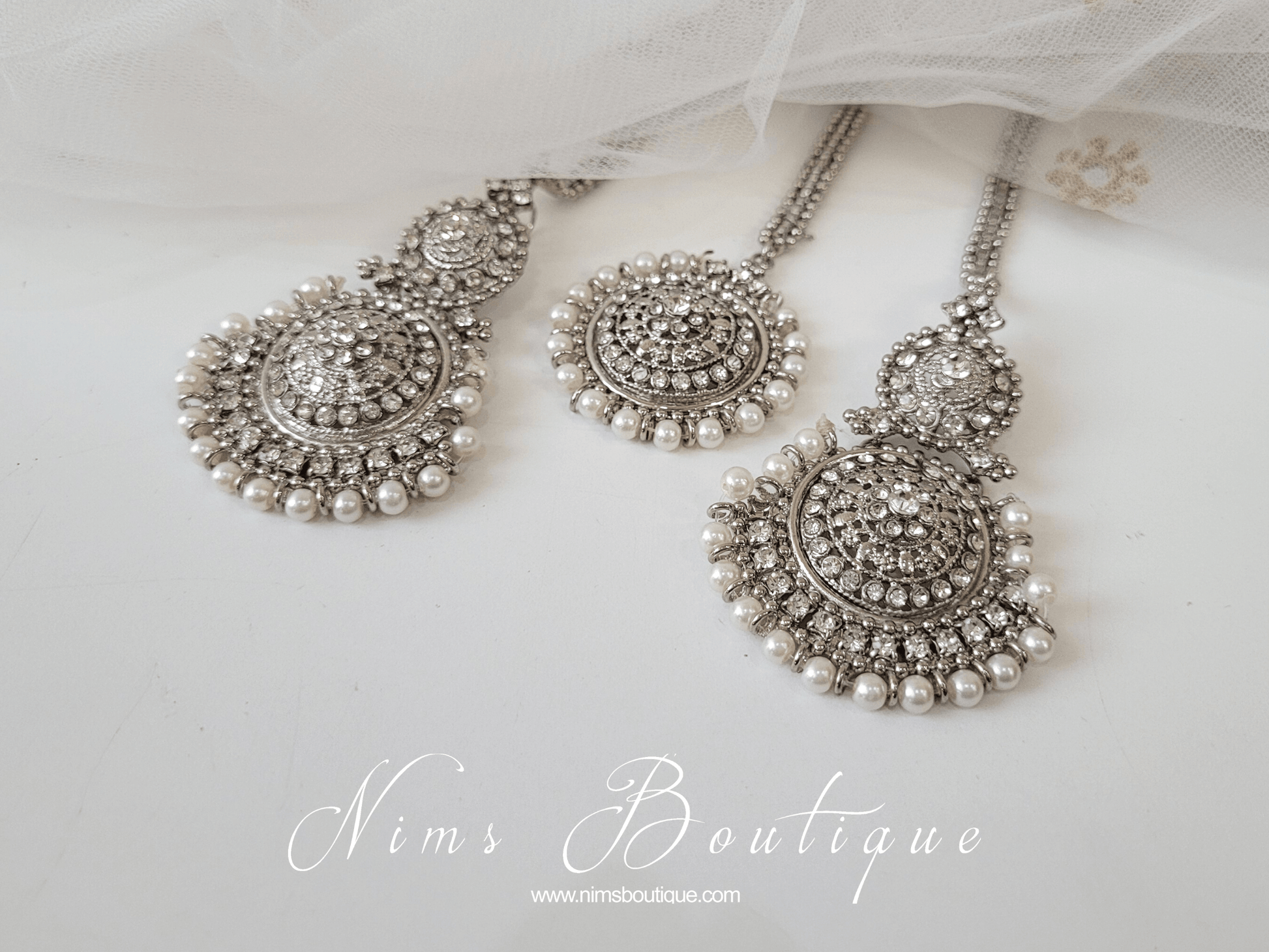 Nims Boutique Royal Silver Tikka Set